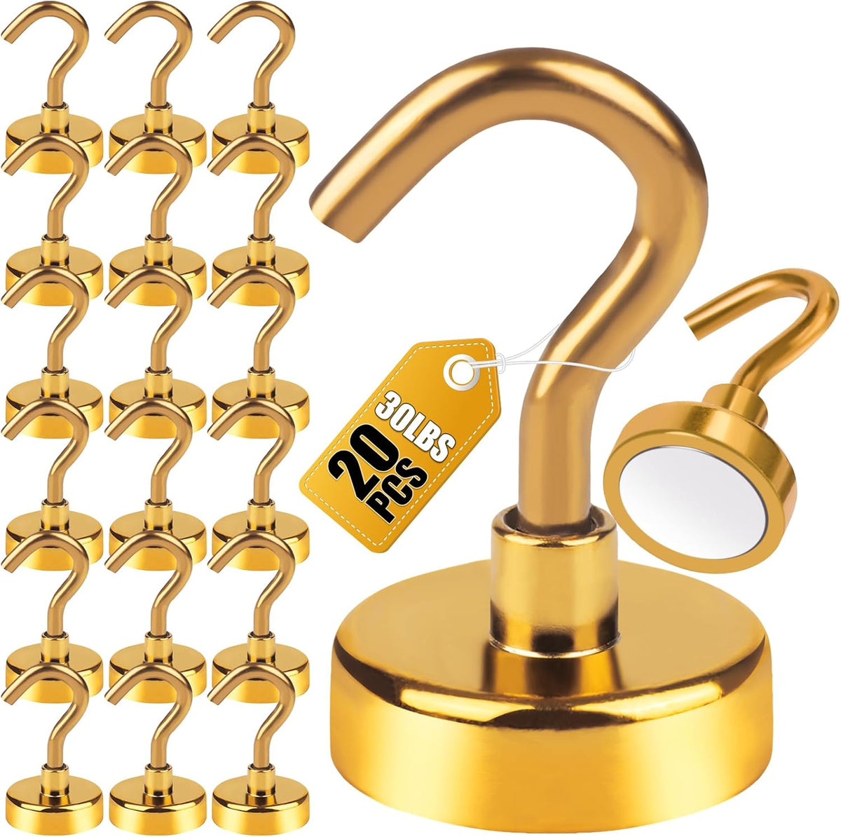 DIYMAG Magnetic Hooks 20pcs 30lbs Cruise Essentials 2026 Magnet Hook Yellow