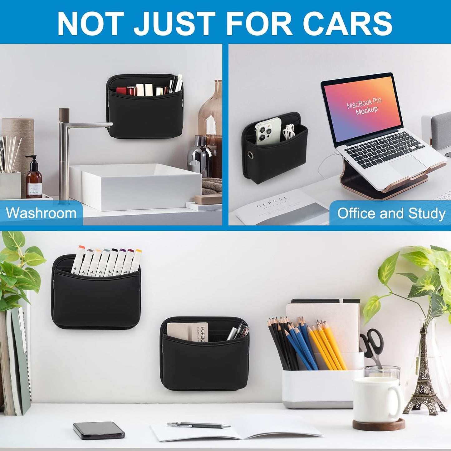 Accmor Car Seat Side Pocket Organizer, PU Leather Pouch Bag for Car Seat, Door, Window, Console, Registration Wallet Cards Trash Phone Sunglasses Holder Pocket for Auto