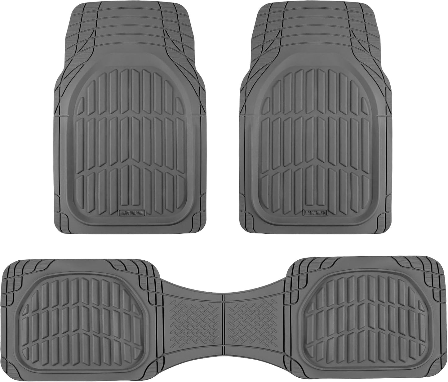 Motor Trend 2 Piece Front Car Floor Mats- Gray FlexTough Contour Liners-Deep Dish Heavy Duty Rubber Floor Mats for Car SUV Truck & Van-All Weather Protection, Universal Trim to Fit