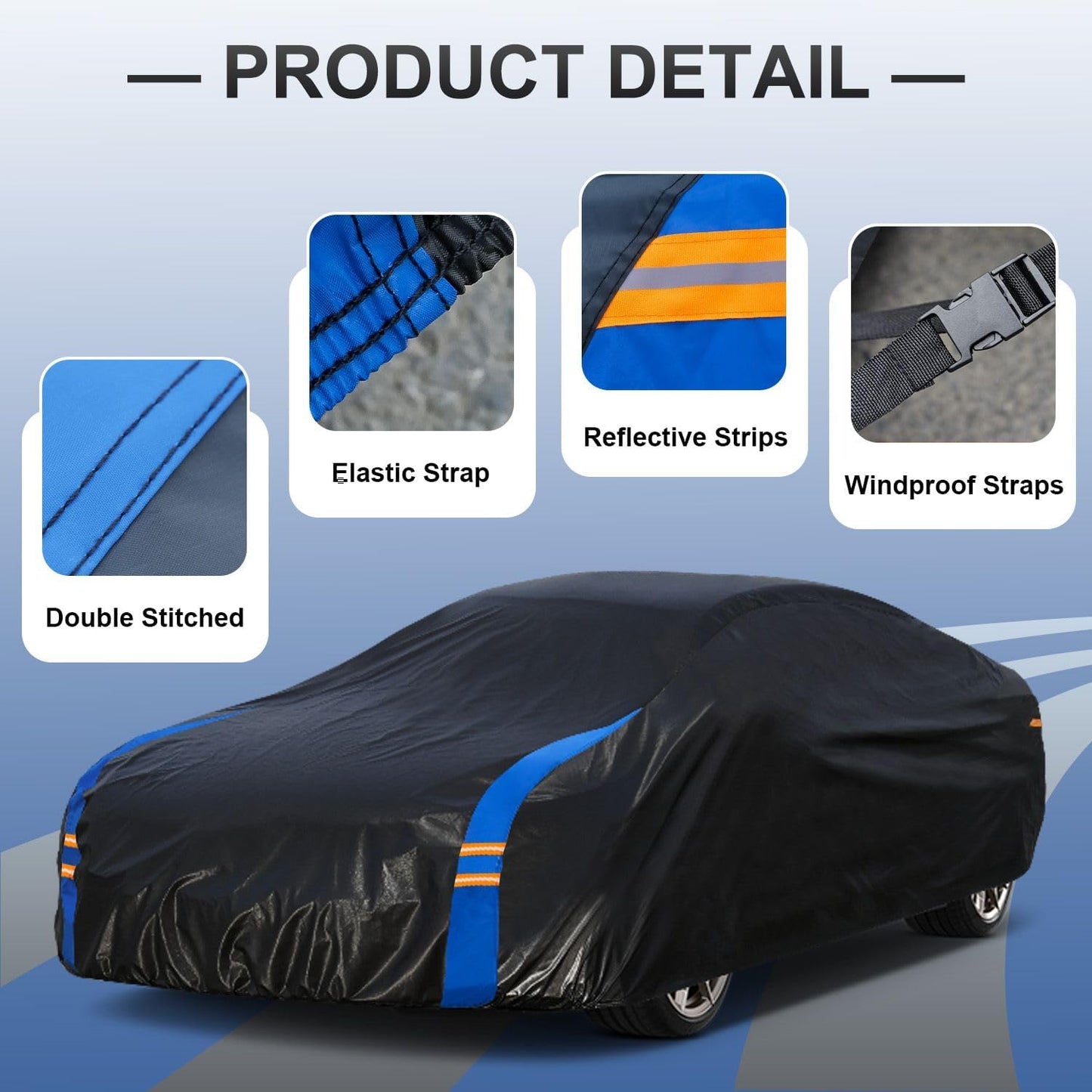Car Cover Waterproof All Weather for Automobiles, Full Exterior Covers for Sedan &amp; Coupe (186-193 inch) Universal Fit for Ford Mustang, Chevy Camaro Corvette etc. Rain Sun Snow Protection.