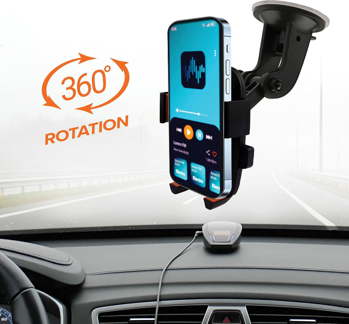Armor All Phone Mount for Cars, 3-in-1 Phone Holder, Suction Dashboard, Windshield, & Vent Mount, 360° Rotation, Fits iPhone Max, Android, and All Smartphones, 3.5” inch Grip, Quick Release Button