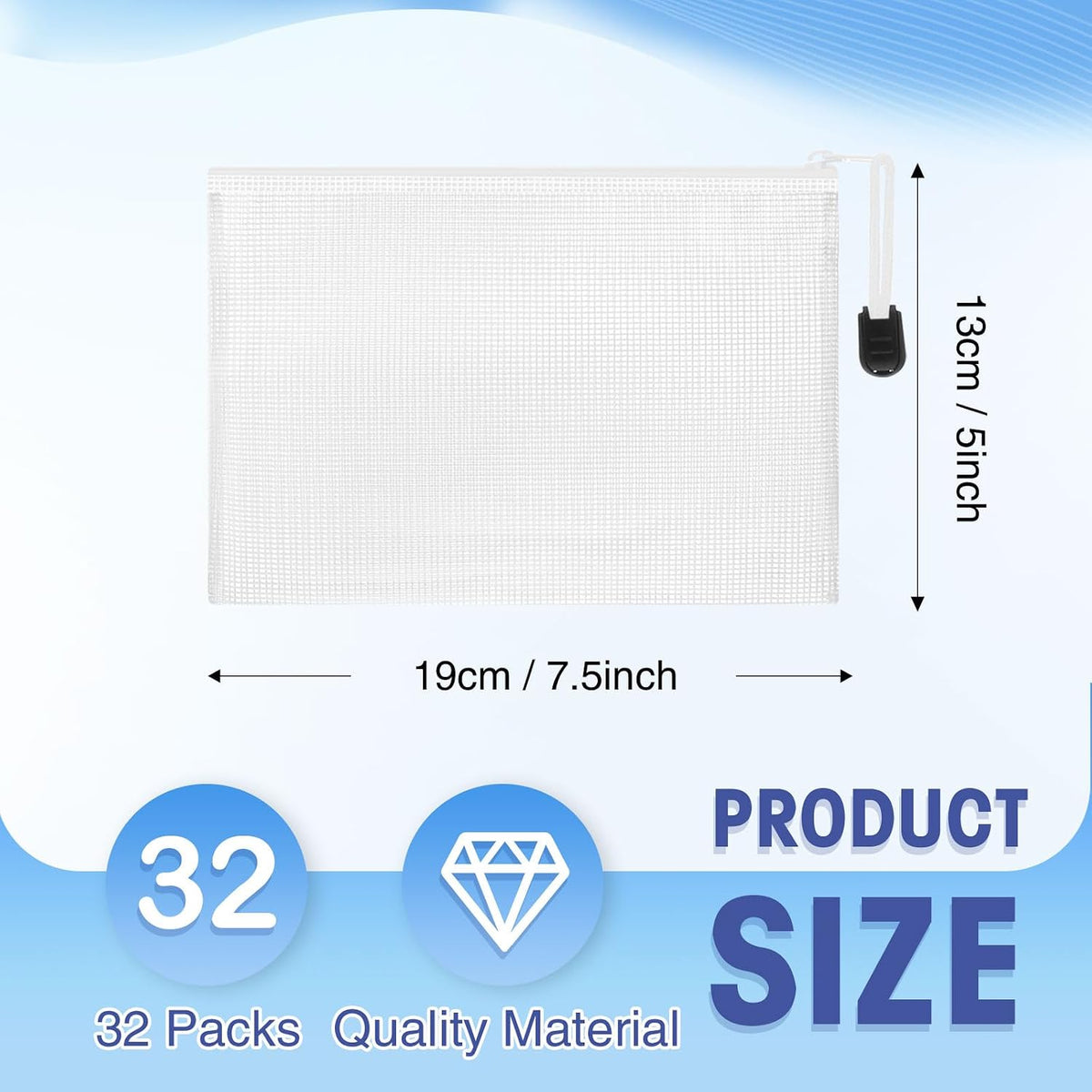 Jetec 32 Mesh Zipper Bags Bikini, White, 7.5 x 5 Inch, 32 Pcs
