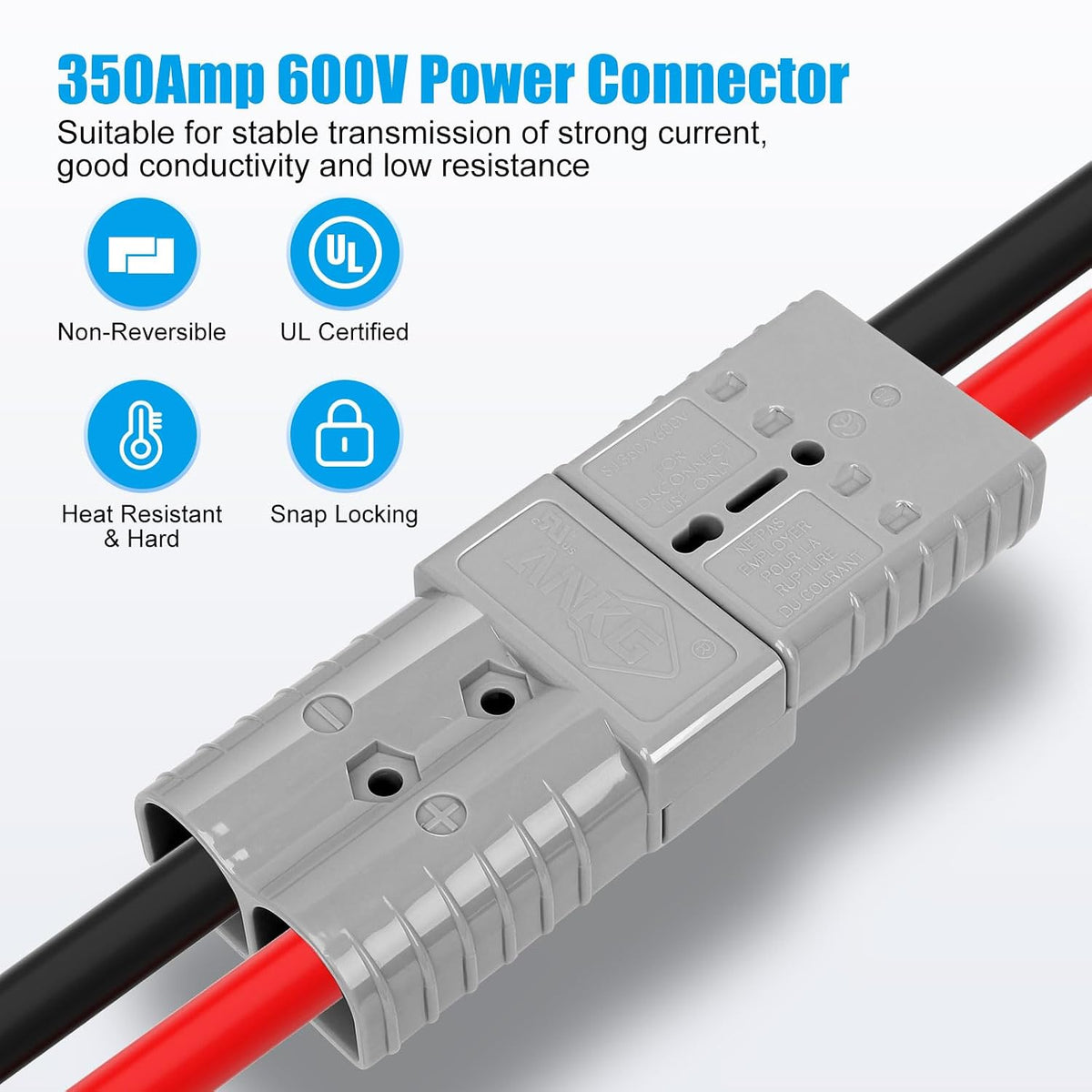 350 Amp 2/0-1/0AWG Battery Quick Connect/Disconnect Connector