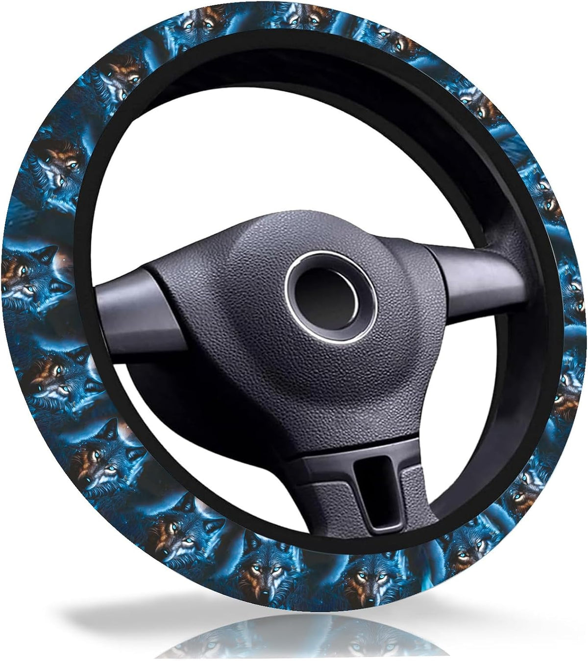 Wolf Steering Wheel Cover 15 Inch Universal Neoprene Steering Cover
