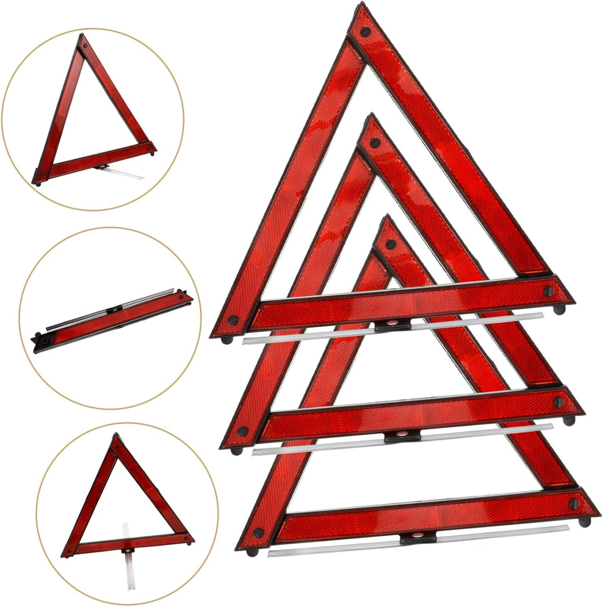 Gatuida 3pcs Road Emergency Warning Triangle Reflective Safety Triangles for Vehicle Parking Traffic Safety Portable Compact Design for Reliable Roadside Assistance