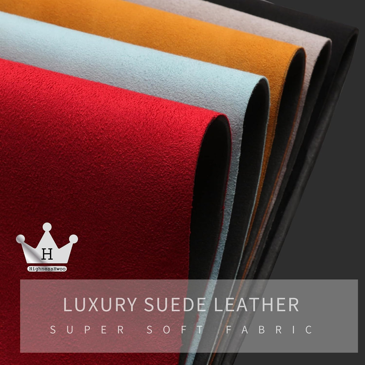 HighnessHwoo Luxury Suede Steering Wheel Cover for Cars, Soft Leather Padded Wheels Cover for Sedan, SUV, Thin Car Handle Cover, Universal Fit, Anti Slip, 14.75-15.15in, Red