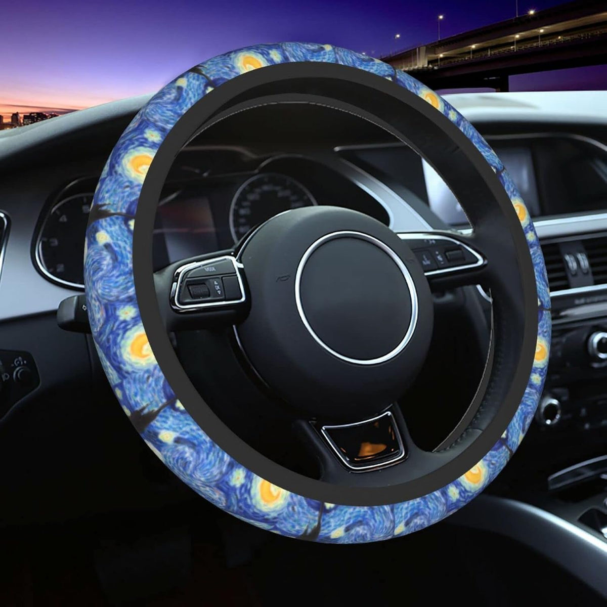 Starry Night Steering Wheel Cover, Auto Car Accessories Universal 15"