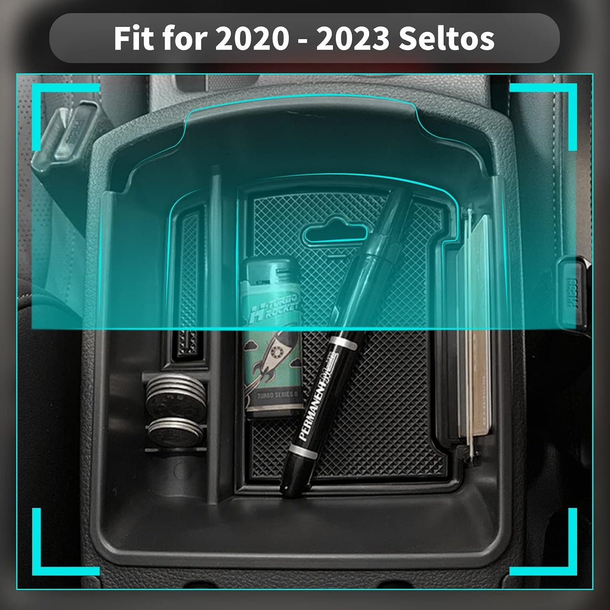 CDEFG 2020-2025 2026 Kia Seltos Center Console Organizer Tray for 2020-2024 2025 2026 Kia Seltos Accessories Middle Console Armrest Storage Box Secondary Insert Tray Coin Container