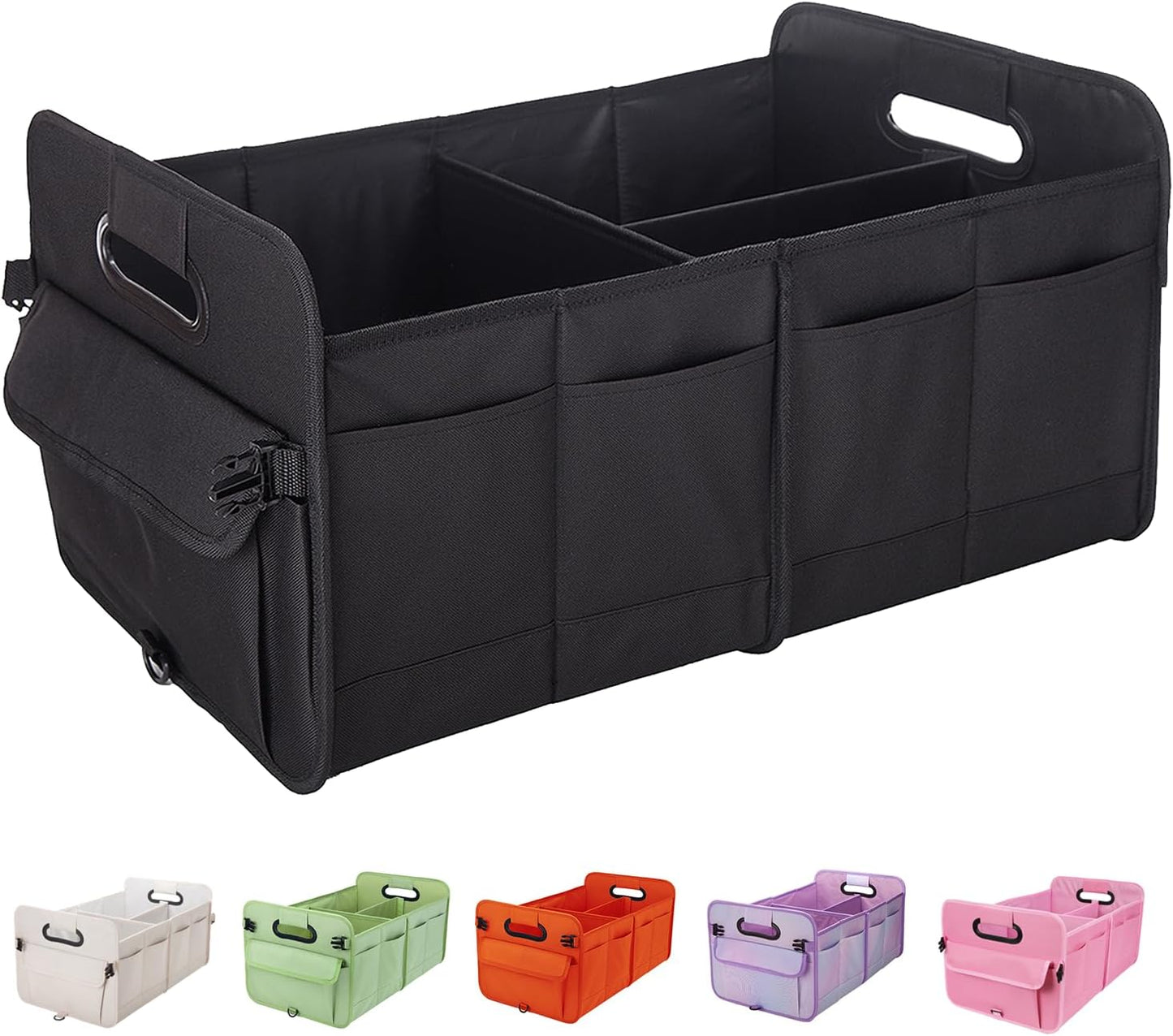 titiyiof Trunk Organizer For Suv & Sedan,Car Organizers and Storage, Waterproof Collapsible & Adjustable Straps,70L Sturdy Car Organization for Car Accessories, Tools,Sundries,2-3 Compartment（Black