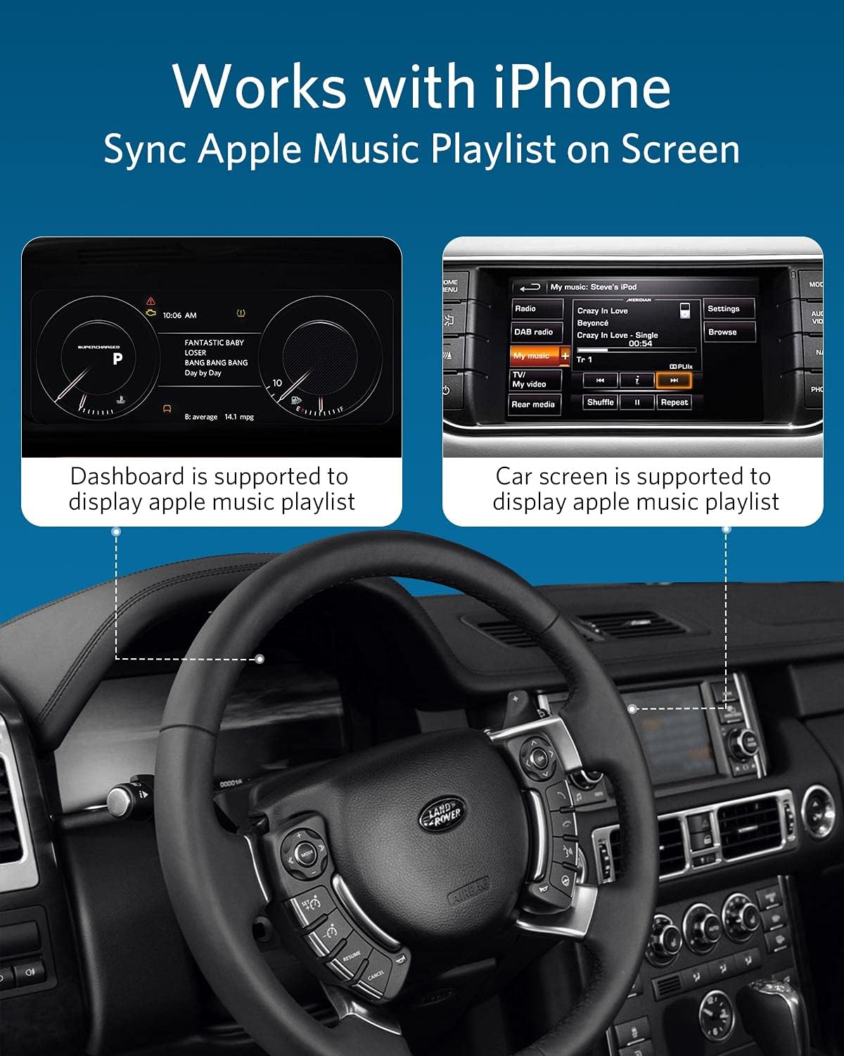 Airdual Bluetooth aptX-HD Adapter for Land Rover, Range Rover, Jaguar iPod