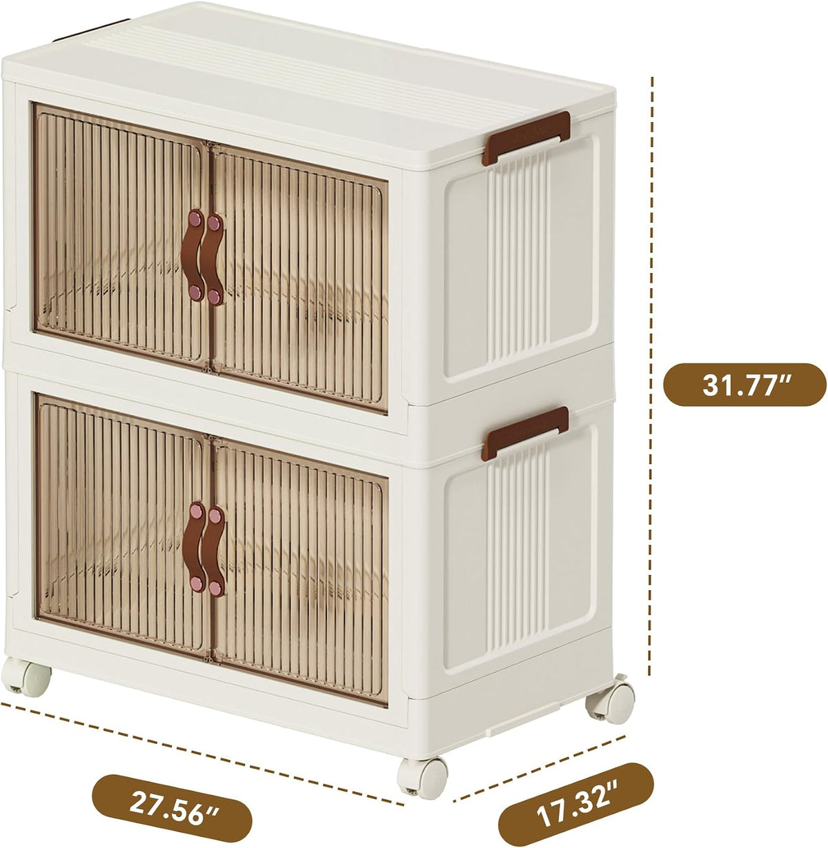 Collapsible Storage Bins with Lids - Stackable Plastic Closet Organizers for Clothes, and Home Organization White (2-rack, 30Gal/rack)