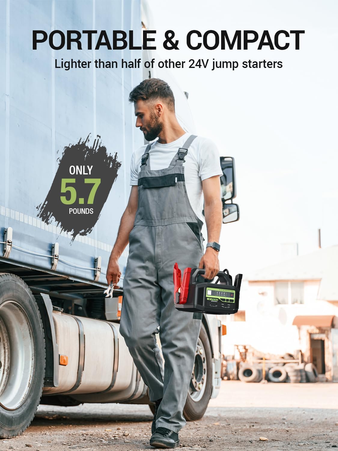 YESPER 12V/24V Car Battery Jump Starter 6000A Heavy Duty Truck Jump Box