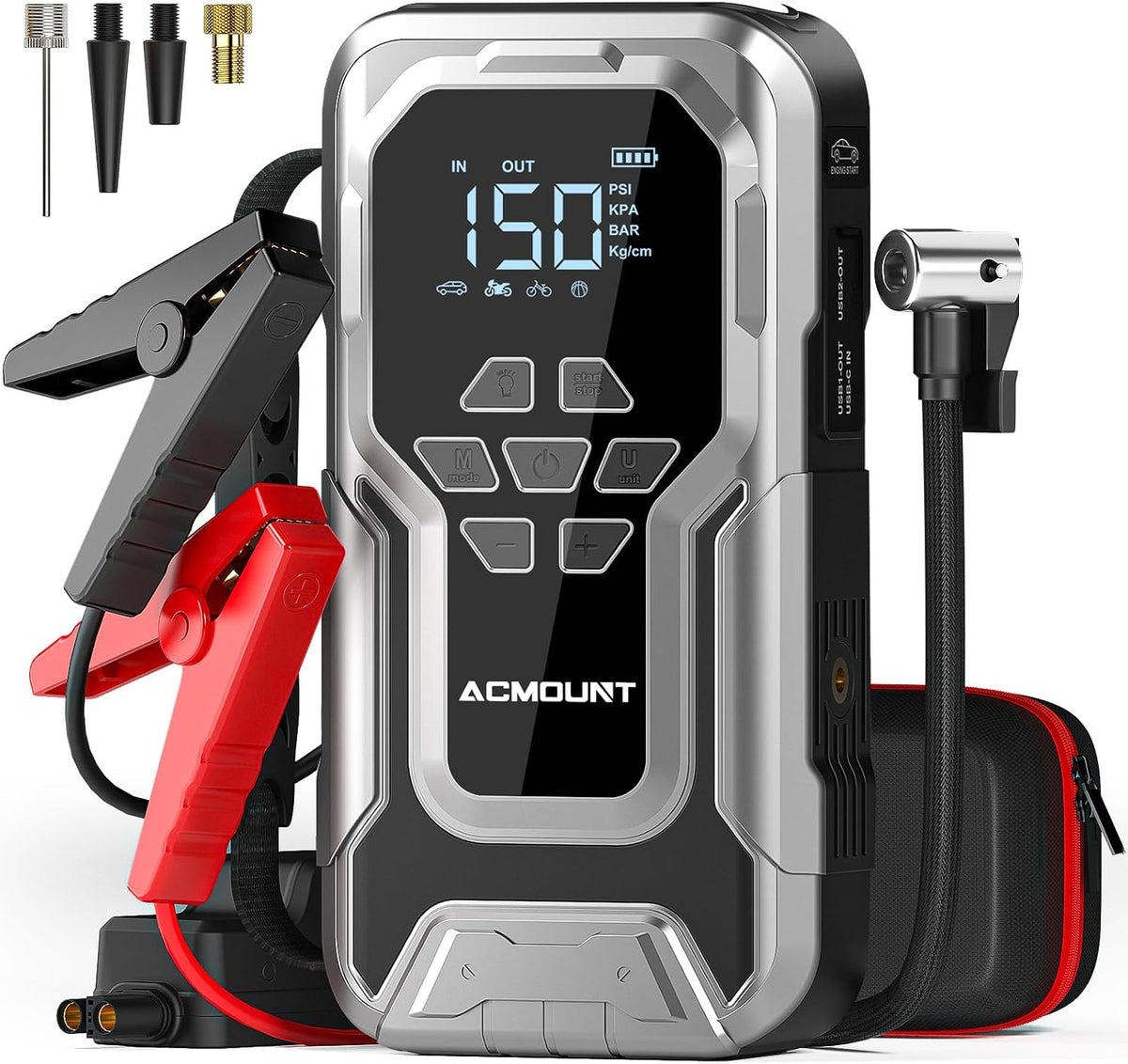 ACMOUNT D18 7000A Jump Starter with Air Compressor 150PSI, 12V Jump Box