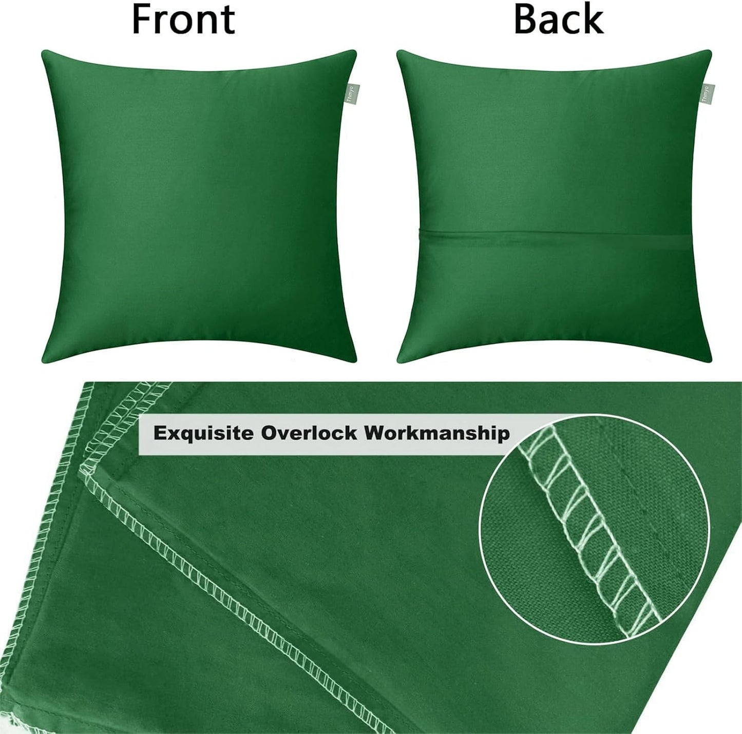 Thmyo 4-Pack 100% Cotton Comfortable Solid Decorative Throw Pillow Case Square Cushion Cover Sublimation Blank Pillow Covers DIY Throw Pillowcase for Sofa Couch(20x20inch/50x50cm, Christmas Green)