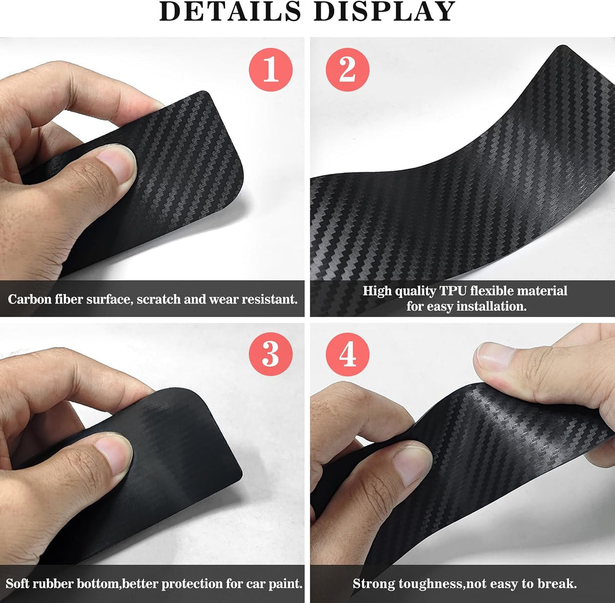 No Adhesive Magnetic Car Door Sill Protector, Anti-Scratch Carbon Fiber Door Entry Guard, Universal Door Threshold Protector Cover Fits for Most Cars(Carbon Fiber Black)