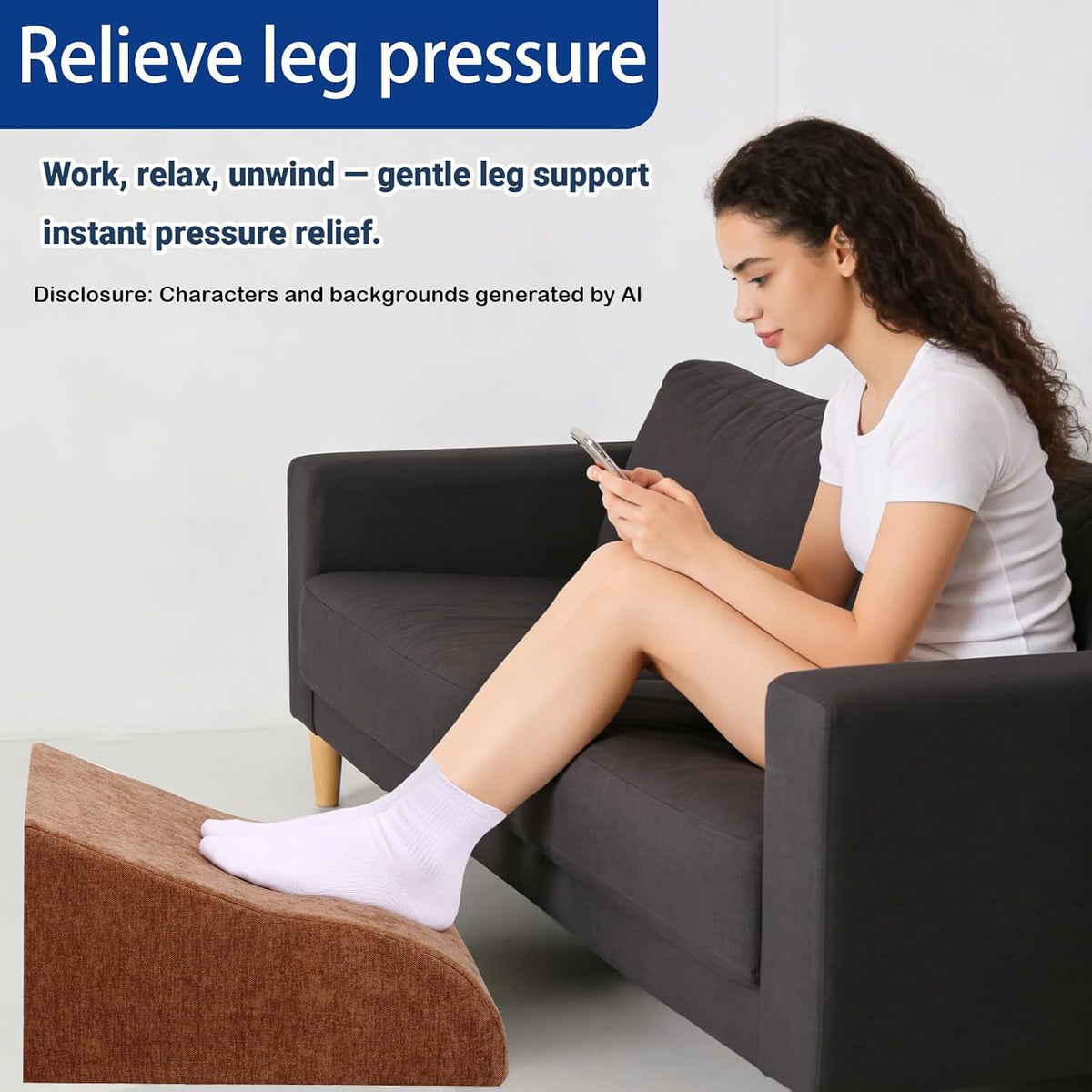 Foot Rest for Under Desk at Work, Ergonomic Under Desk Footrest with Washable Cover for Office, Home & Gaming Leg Elevation Pillow Brown
