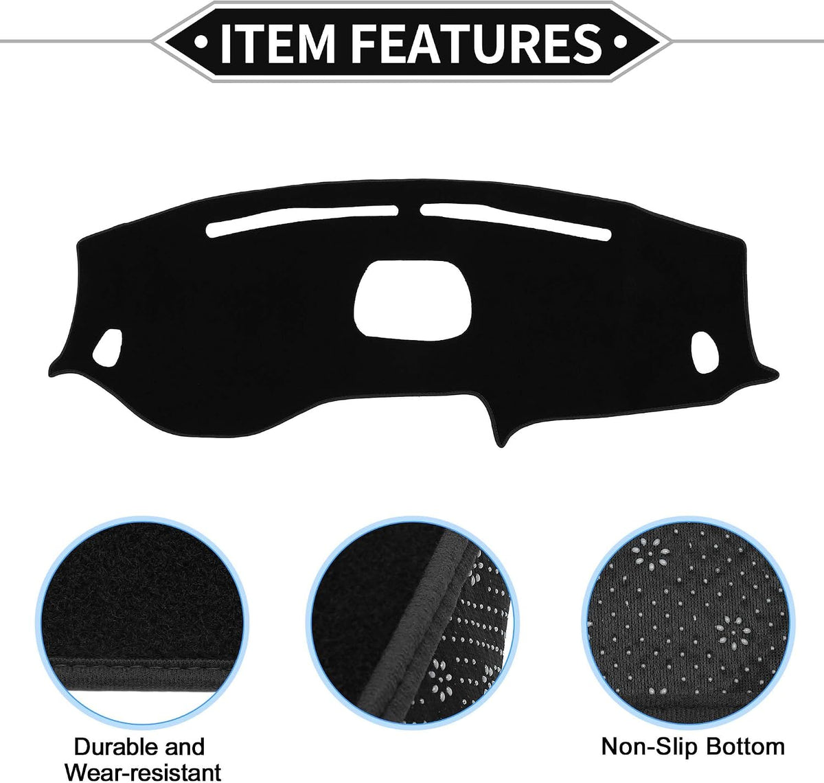 Dash Cover Compatible for Hyundai Tucson 2019-2021 with Head-Up Display, Non-Slip Dash Cover Mat Polyester Black Front Dash Cover Mat