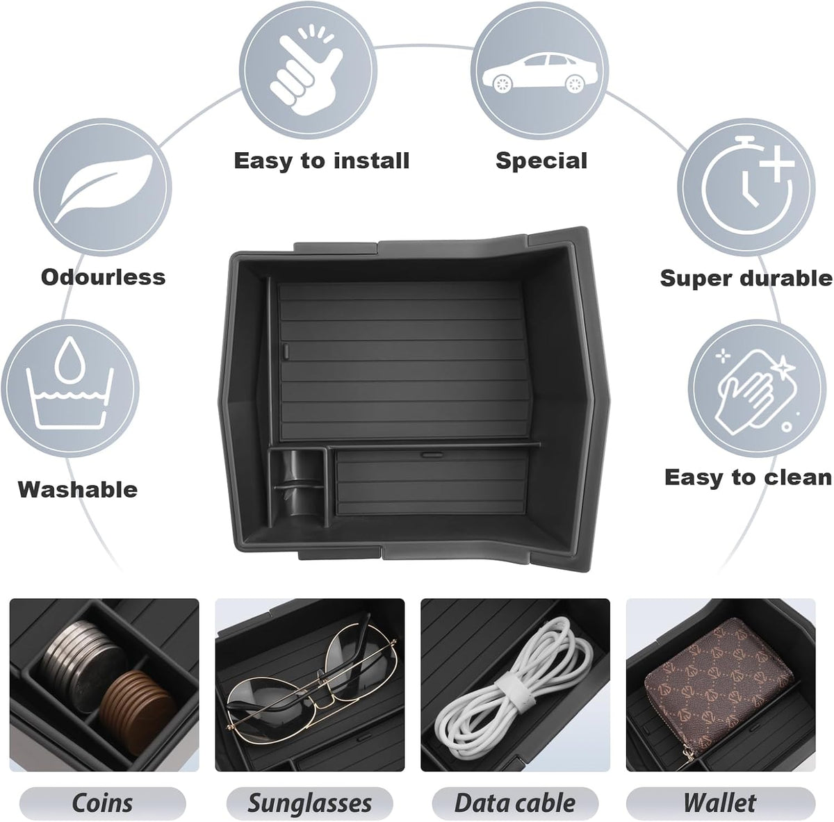 SKTU 2-Pack for 2025 Subaru Forester Center Console Organizer for 2025 Subaru Forester (Base/Premium/Sport/Limited/Touring) Console Tray Subaru Forester 2025 Accessories Double Layers