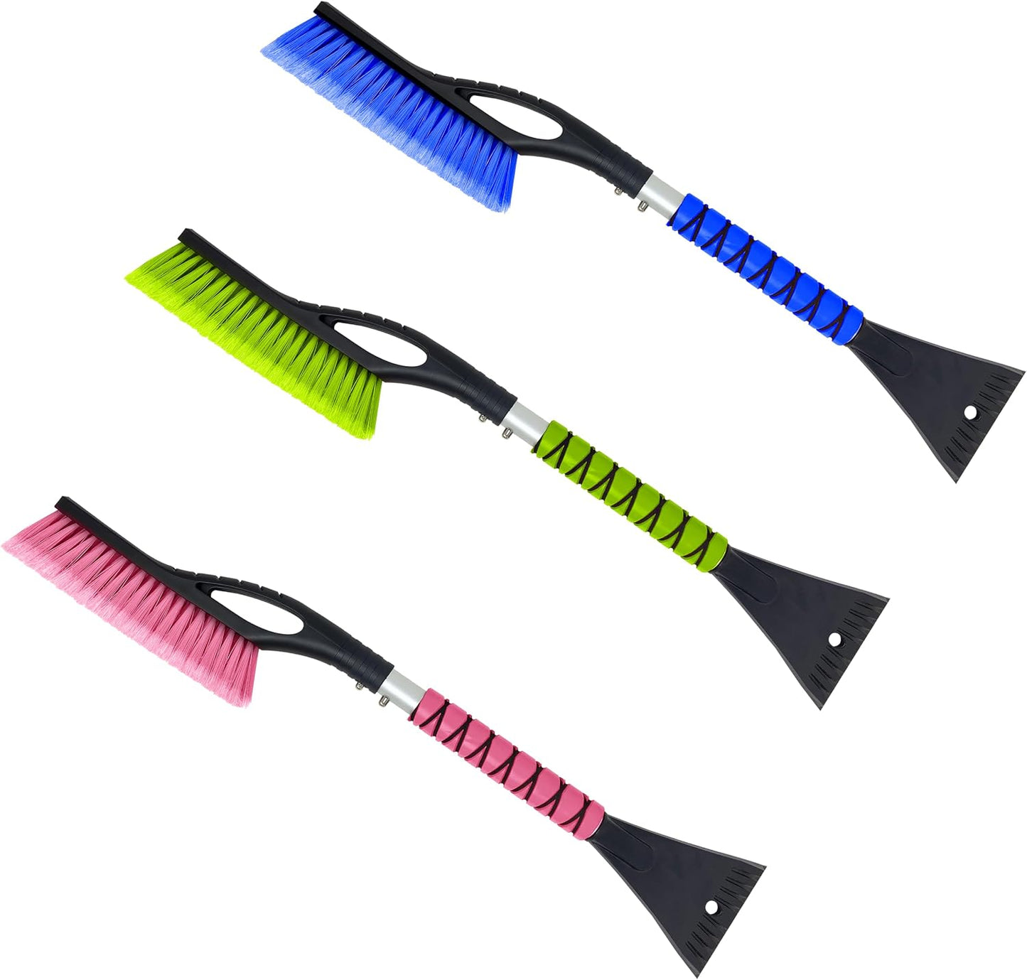 Autovir 27" Snow Brush and Ice Scrapers for Car Windshield (1 Pack), Window Ice and Snow Scraper with Ergonomic Foam Grip, Snow Windshield Scraper with Aluminum Body, Winter Car Accessories (Green)