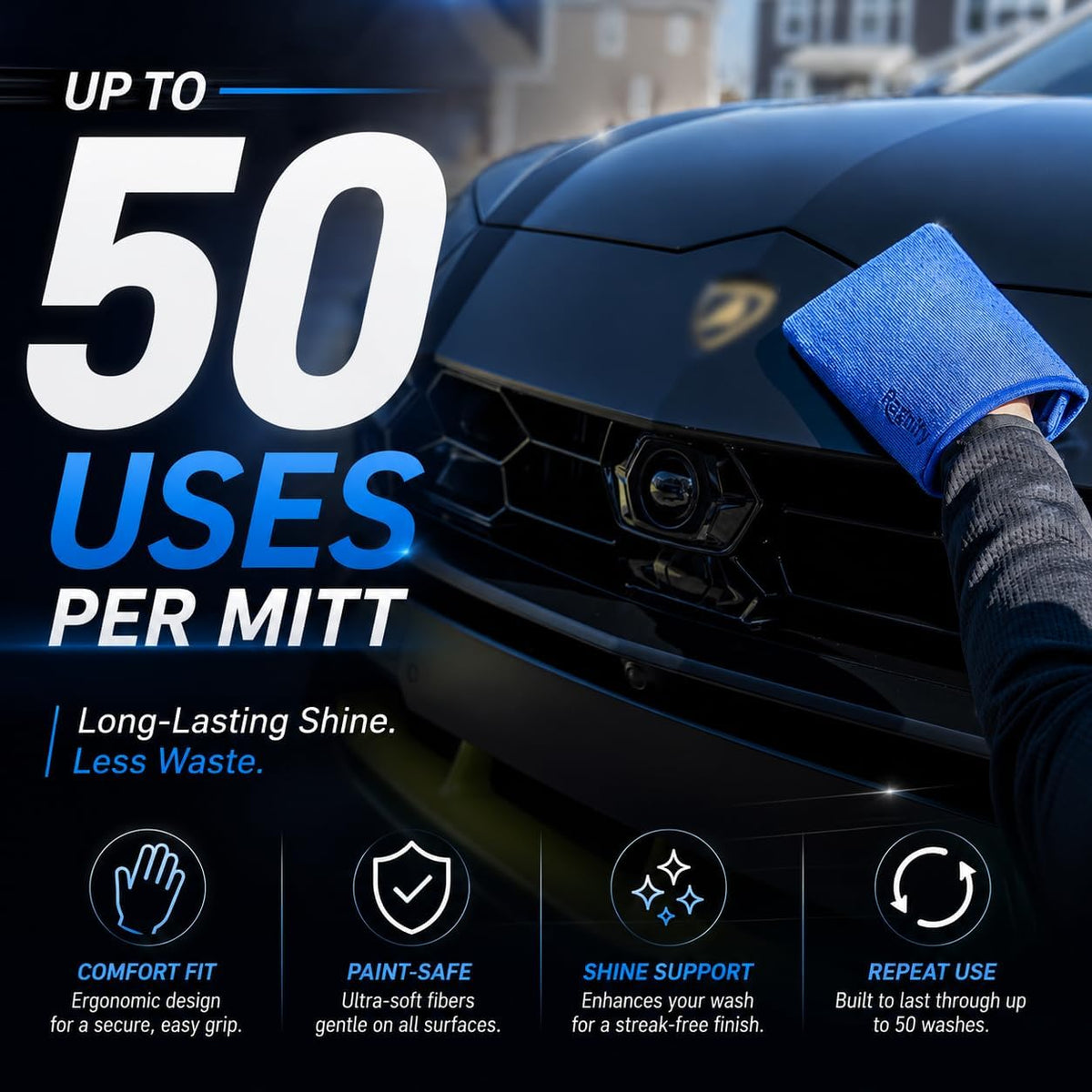 Ragnify Pack of 2 Clay Mitt Auto Detailing Medium Grade Alternative Mitt for Flawless Removal of Surface Bonded Micro Contaminant (Blue)