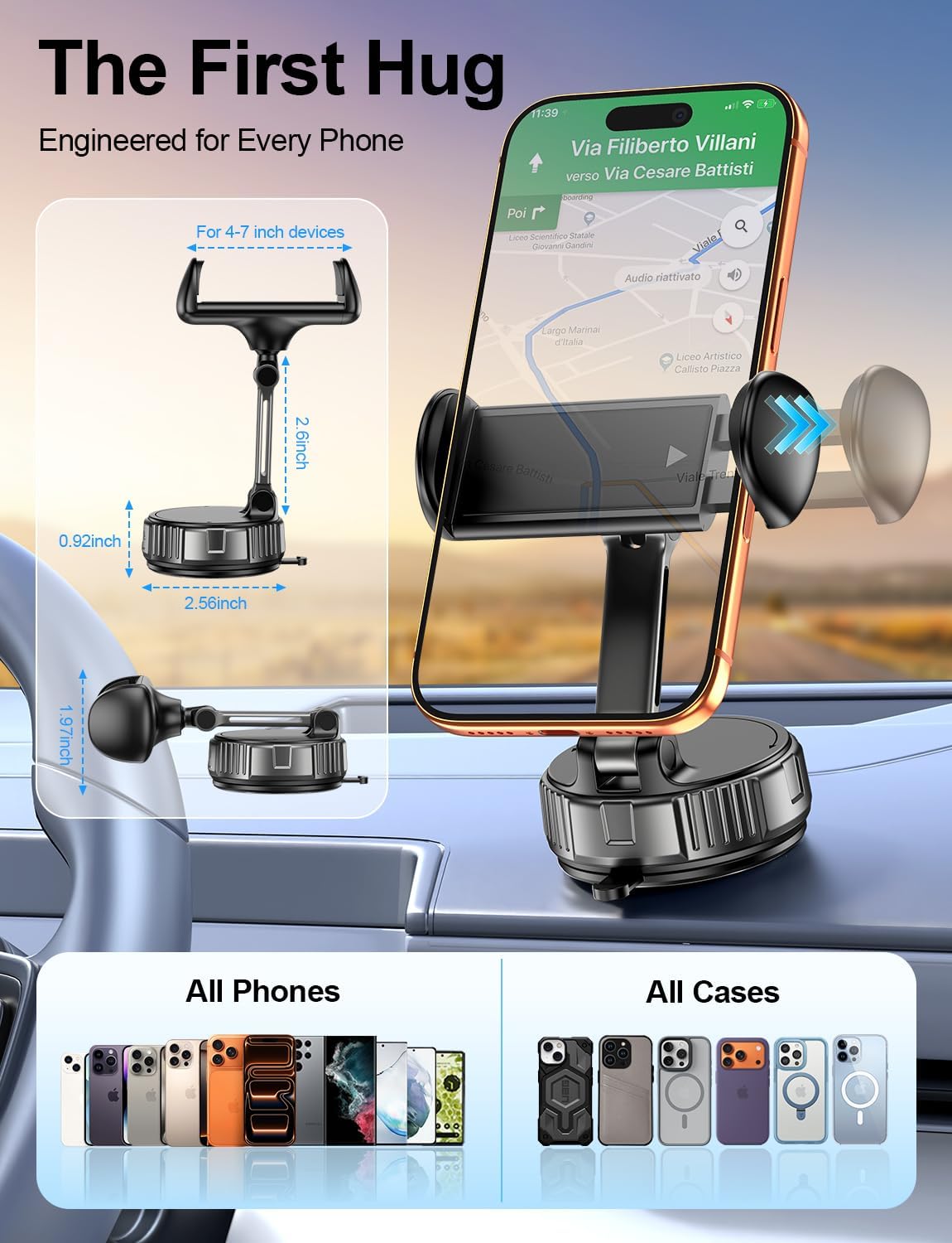 Strong Suction Phone Holders for Your Car, Vacuum Car Phone Holder Mount