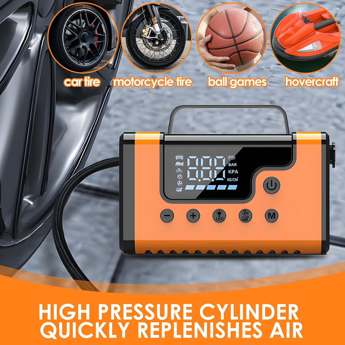3000A Portable Car Jump Starter, 8-in-1 All-in-One Emergency Kit with 150PSI Air Compressor, Car Vacuum, Power Bank & LED Light, 12V Battery Booster for Gas Diesel Engines Cars Trucks SUV