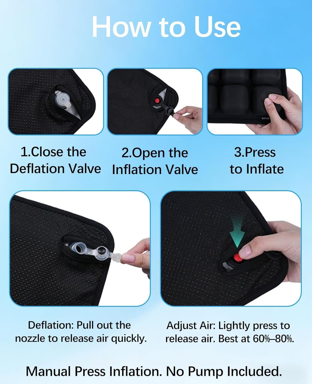 Inflatable Travel Seat Cushion for Airplane, Portable Air Cell Seat Pad for Long Flights, Office Chair, Car Seat, Train and Stadium Seats, Lightweight Travel Cushion for Sitting Comfort