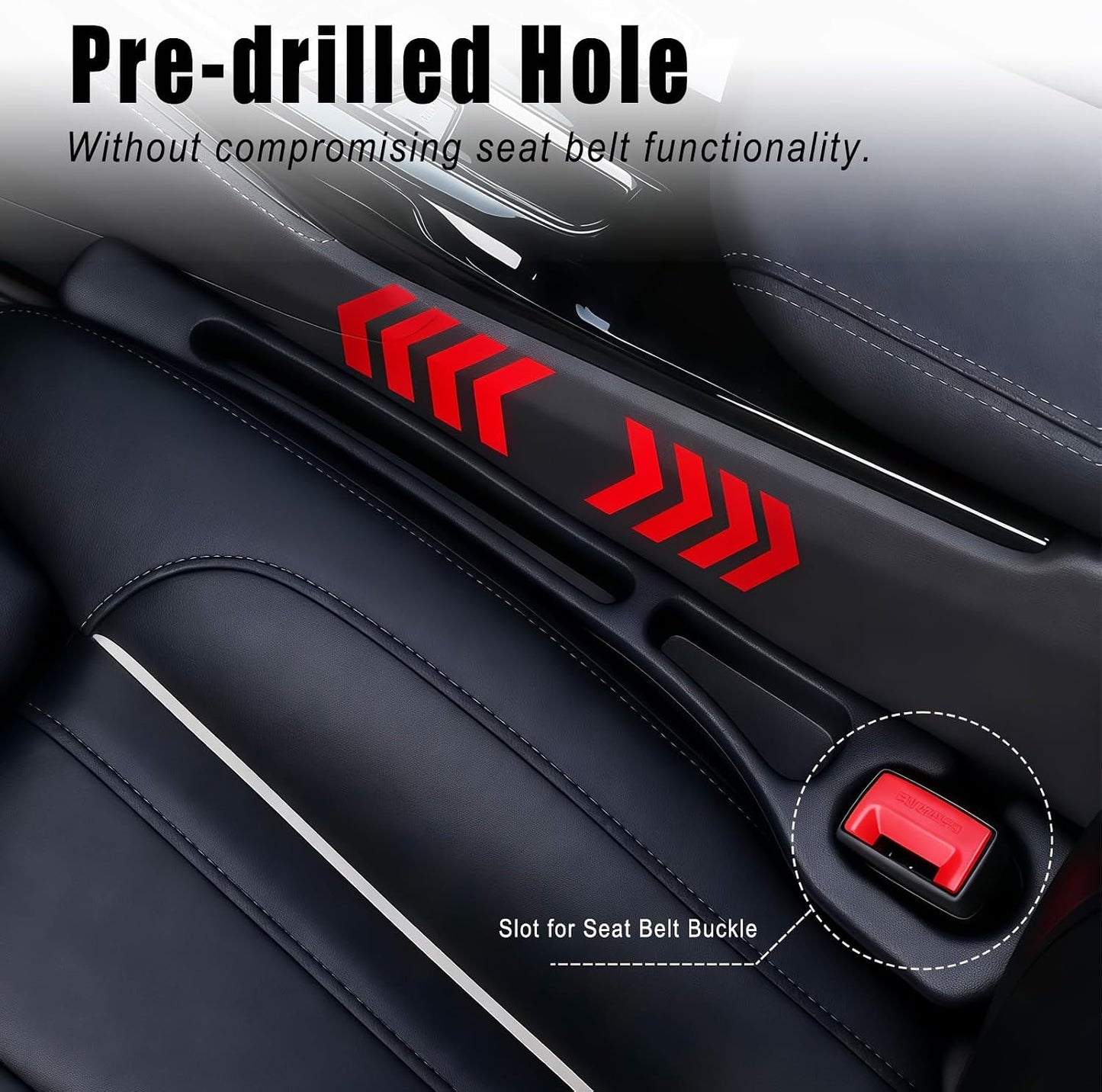 Car Seat Gap Filler, 2 Pack Car Seat Gap Filler Organizer, Anti-Drop Side Console Storage Pocket with Storage Slot, Universal for Auto SUV Truck Interior Accessories, Black