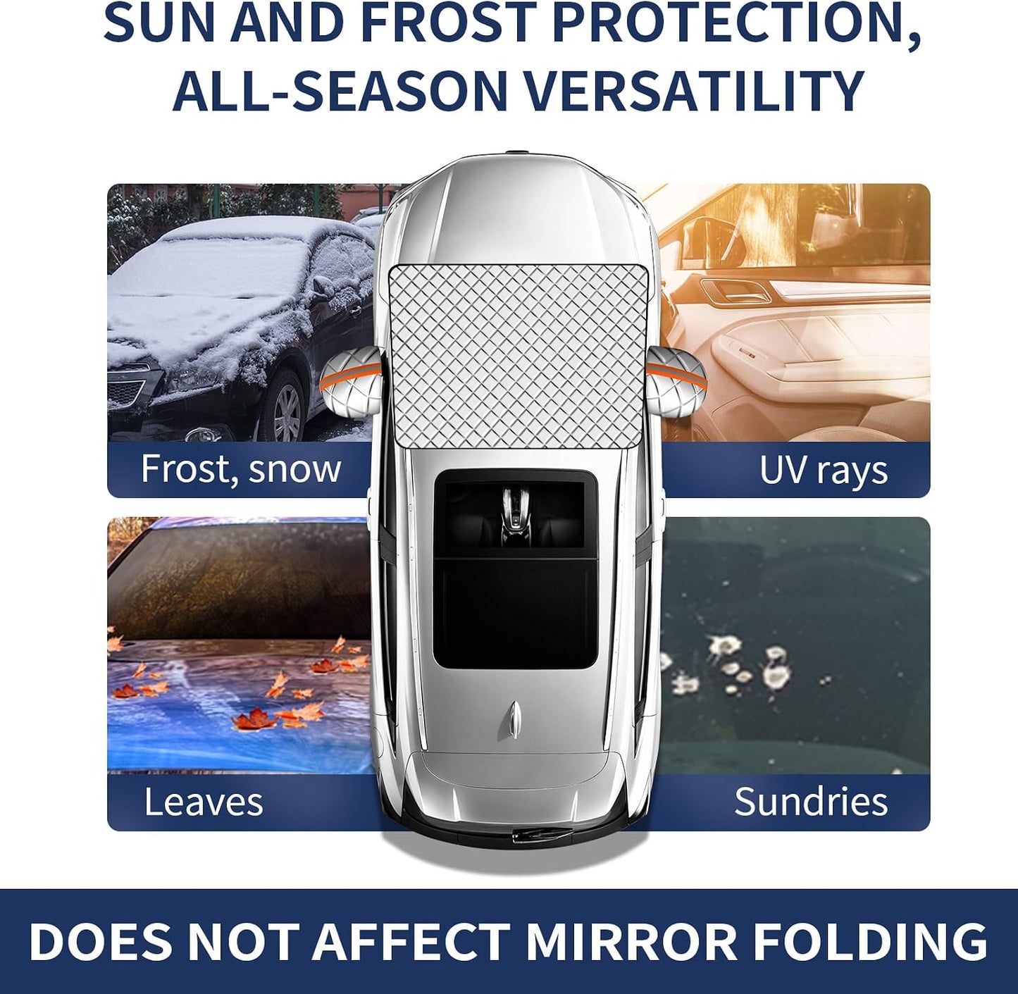 Winter Windshield Covers for Ice and Snow&Winter Car Essentials, Car Anti-Snow Cover, Snow Windshield Cover Automotive Exterior Accessories，Free Car Snow Shovel, Towel, and Gloves.