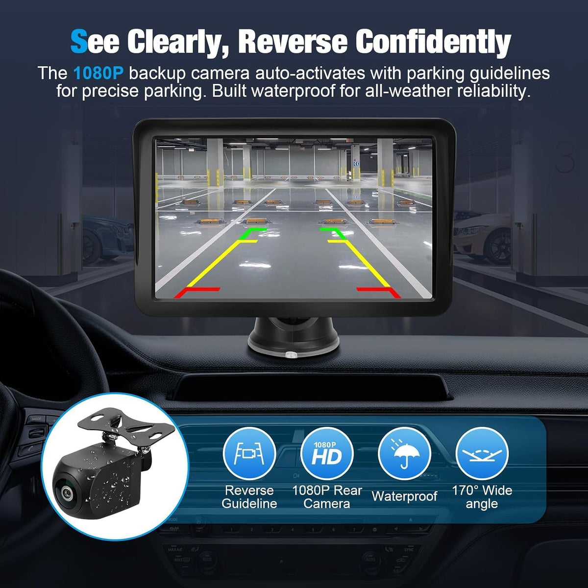 Carplay Screen for Car, 9 inch Wireless Carplay (Black)