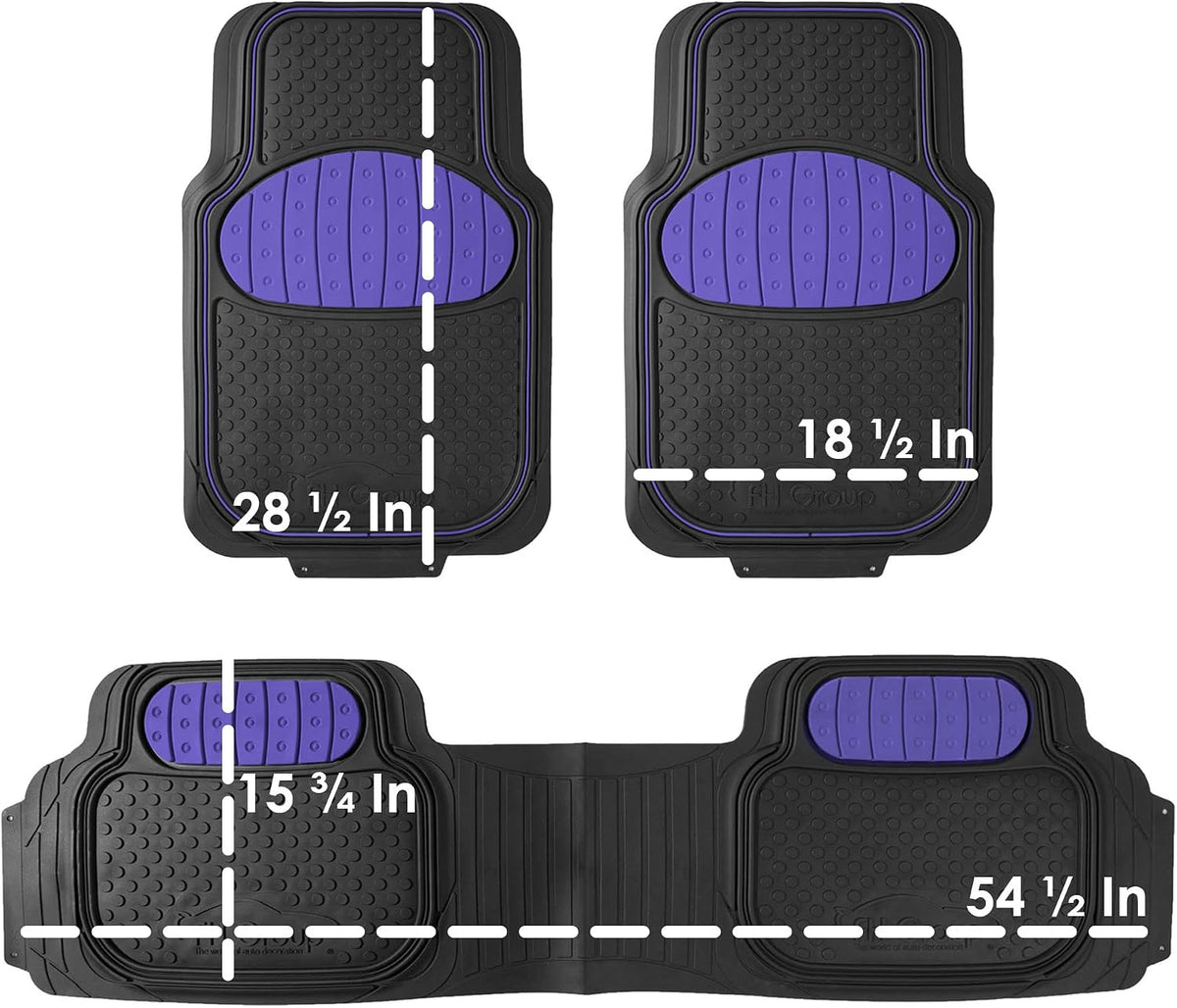FH Group Car Floor Mats - Heavy-Duty Rubber Floor Mats for Cars, Universal Fit Full Set, Trimmable Automotive Floor Mats, ClimaProof Floor Mats For Most Sedan, SUV, Truck Floor Mats Purple