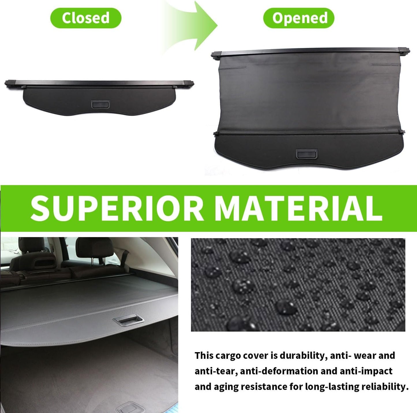 Cargo Cover for 2024 Honda Passport 2019 2020 2021 2022 2023 2025 Accessories Rear Trunk Cover Trunk Security Cover Shielding Shade Black