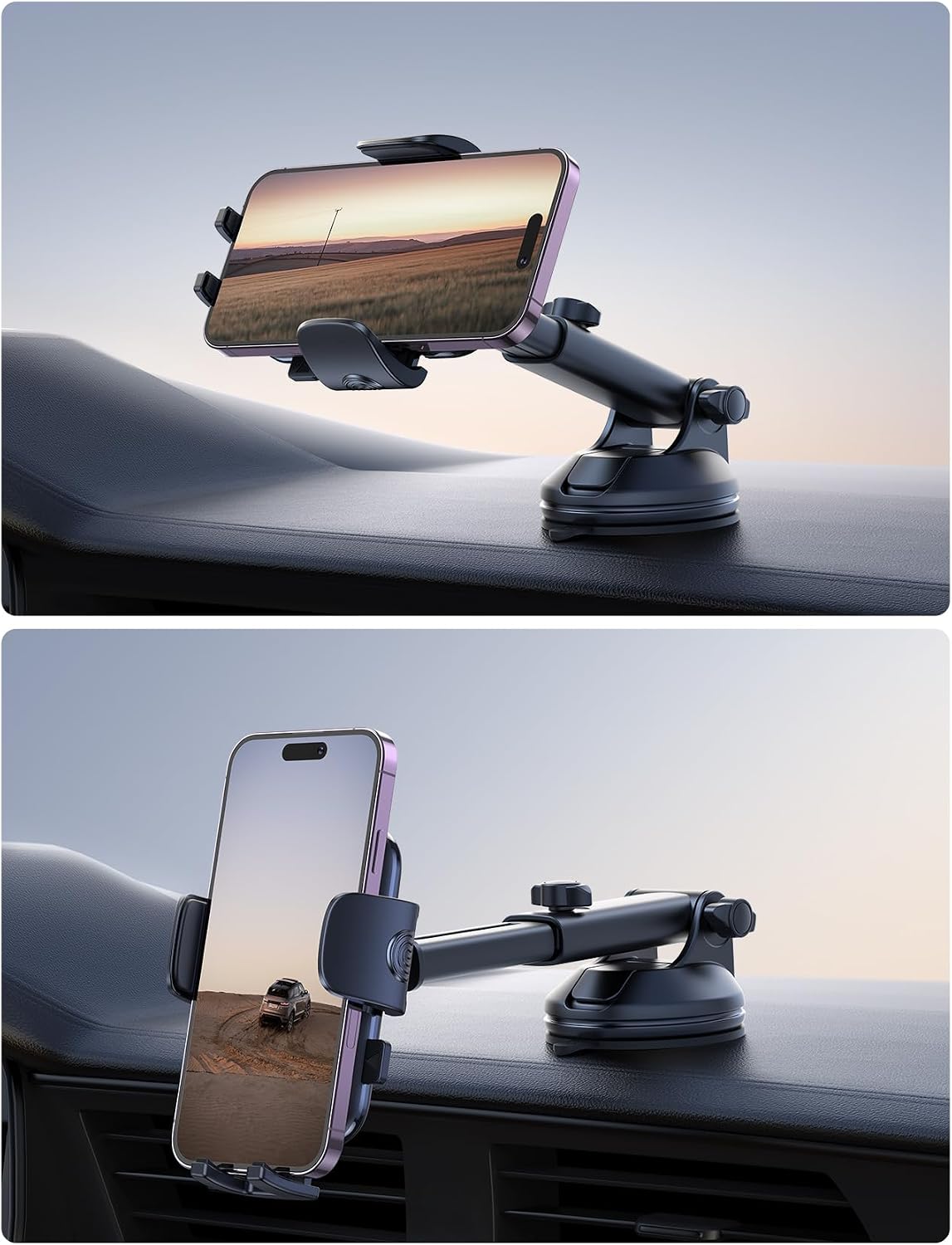 Lamicall Car Phone Holder Military-Grade Suction Cup Dashboard Windshield