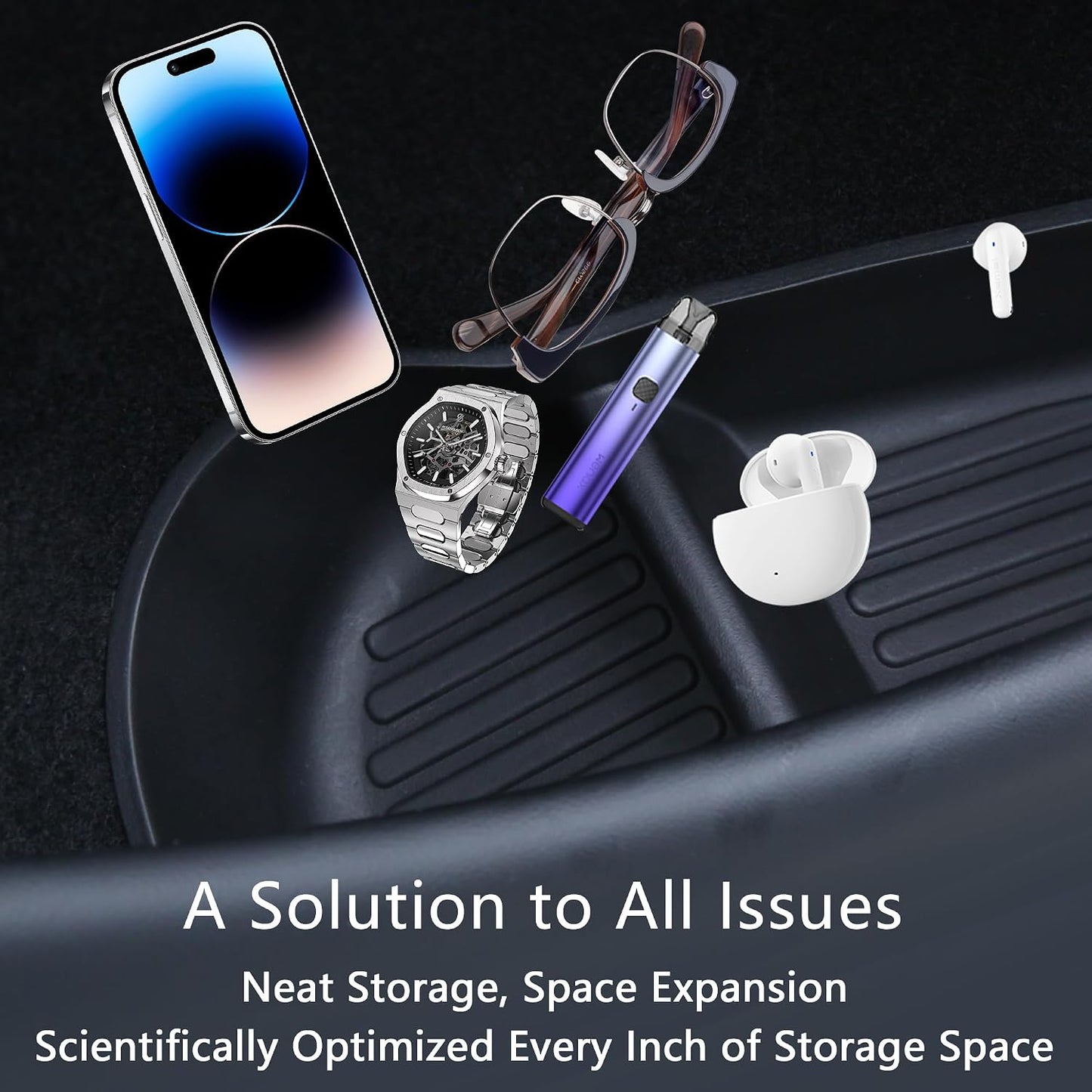 4PCS Car Door Organizer Tray for Tesla Model Y Juniper 2026 2025 Door Side Storage Box for Juniper Accessories Door Pocket Liners TPE Front & Rear Side Organizer Tray Protector Liner