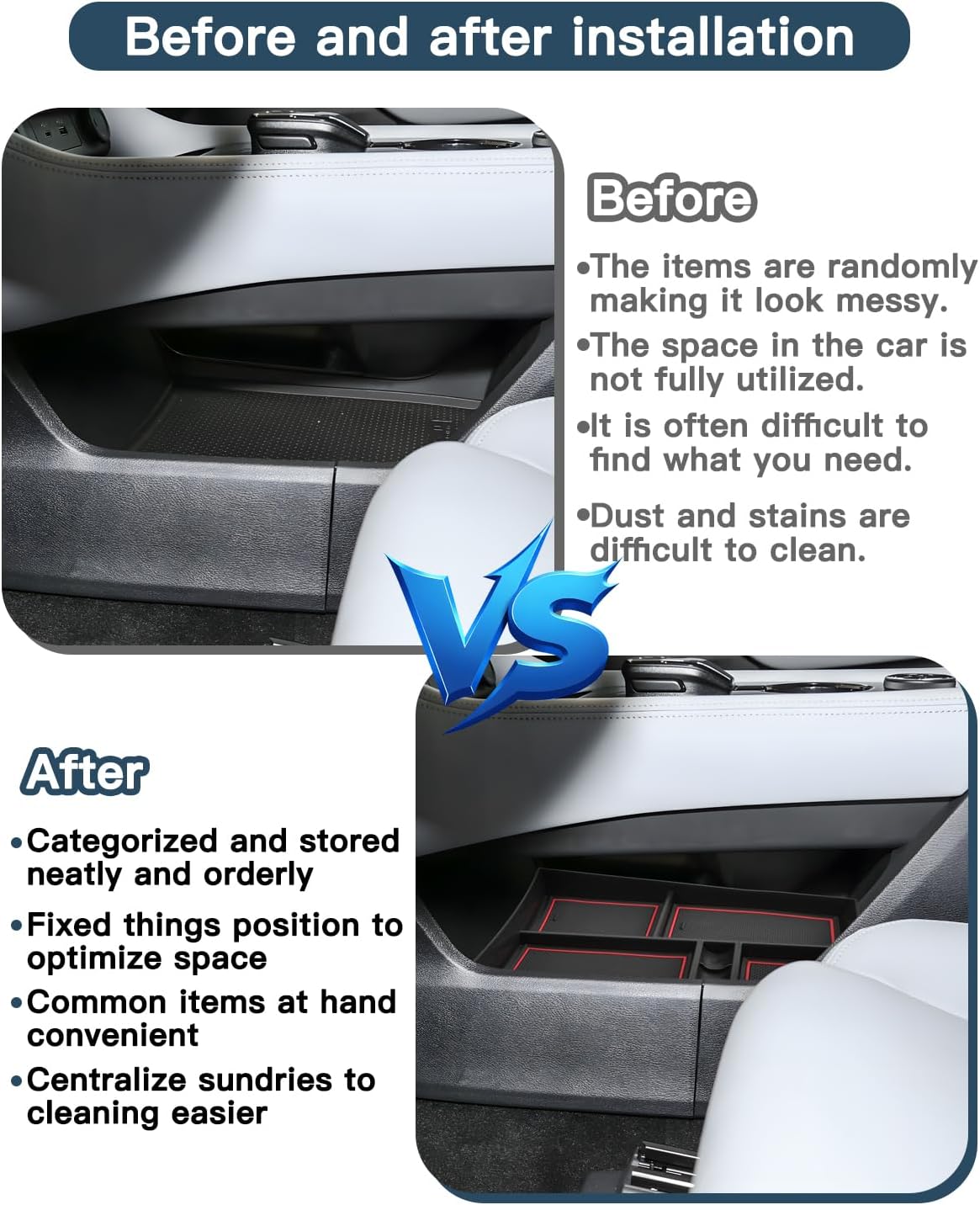 Ruiya 2026 Rogue Lower Console Organizer Nissan Rogue 2026 Accessories ABS with Coin Storage Under Console Organizer Compatible with 2021-2026 Nissan Rogue & 2026.5 Nissan Rogue All Trims