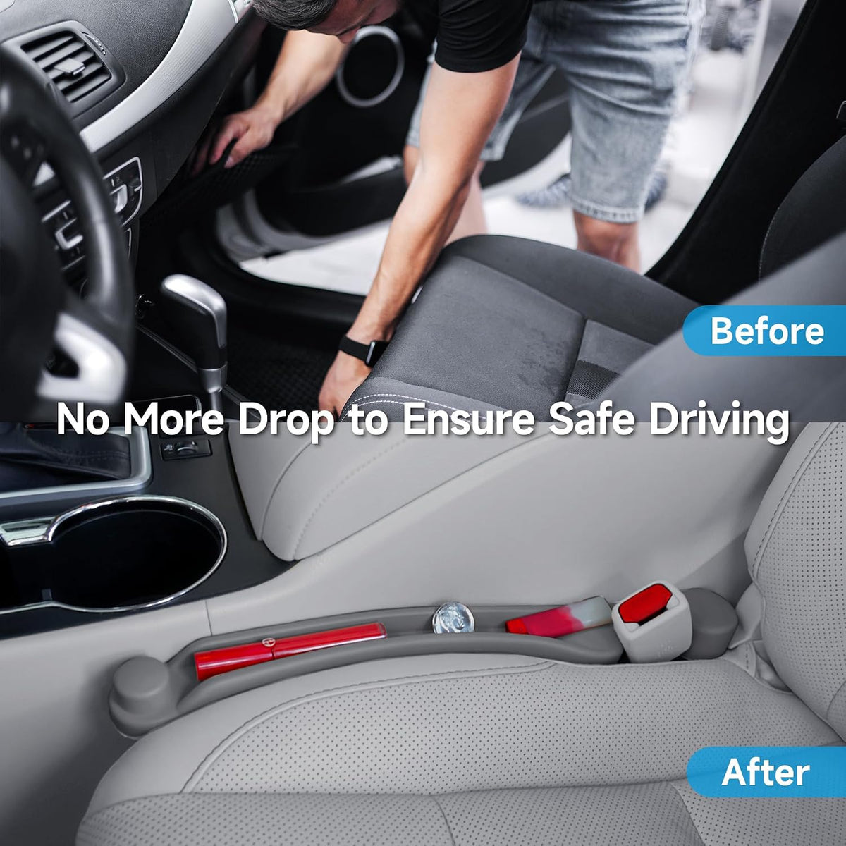 Givifive Car Seat Gap Filler Organizer 2Pack Soft Foam 3IN1 Multifunctional