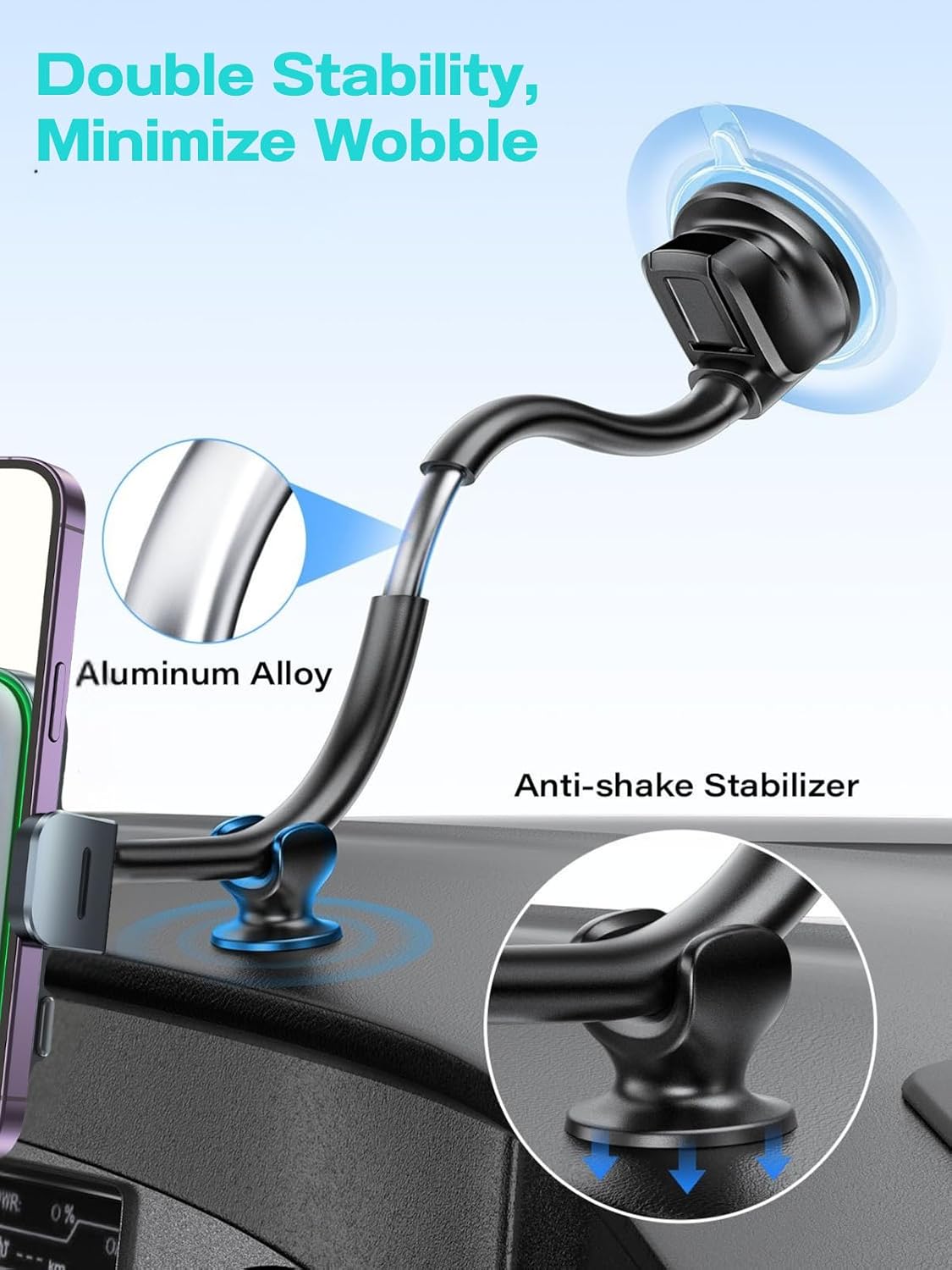 APPS2Car 15W Wireless Car Charger Phone Holder, Dual Coil, Auto Clamping