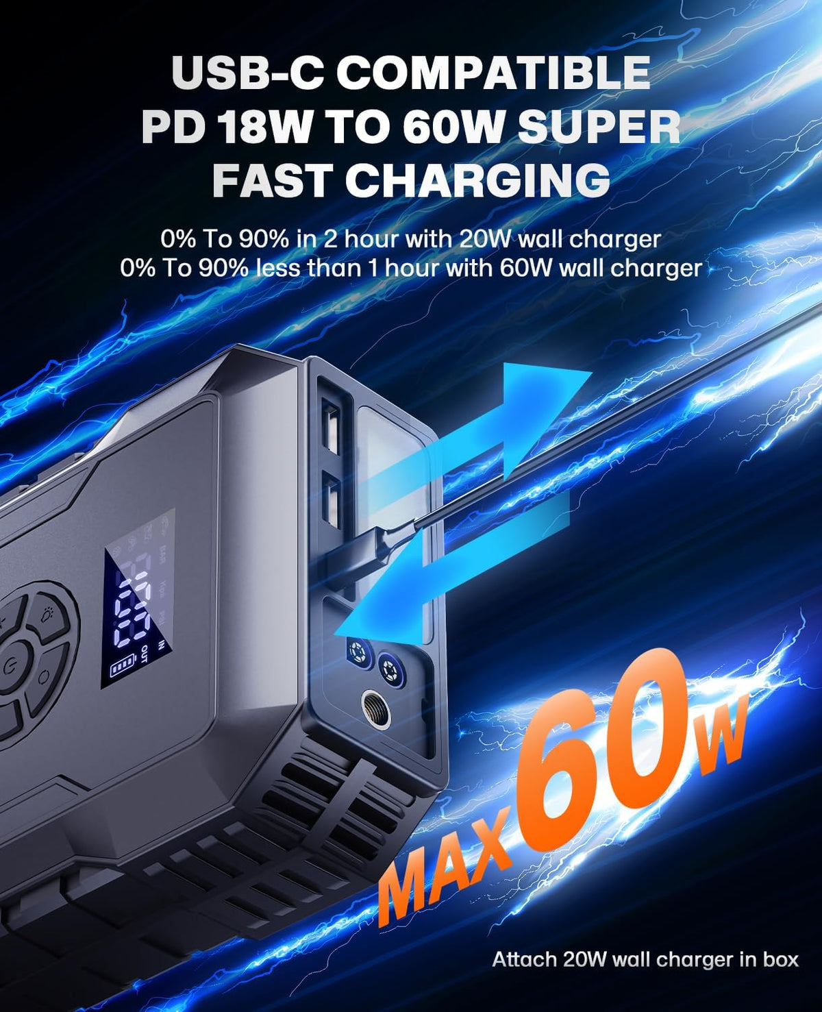 Car Jump Starter with Air Compressor,Jumper Box,12v Battery Charger