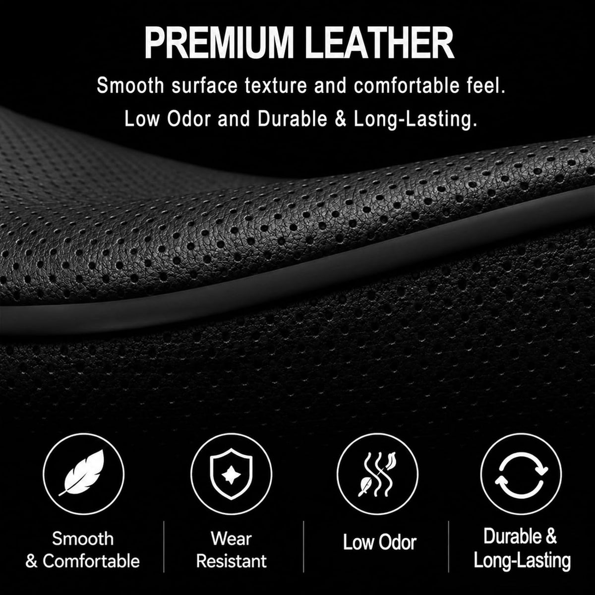 Car Steering Wheel Cover Full Surround - Soft Breathable Anti-Slip Heavyweight Safety Cover, Thick Cushioned Sports Style Universal Fit for Auto Truck SUV (Black)