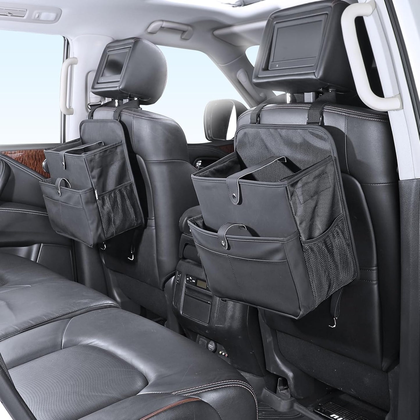 TAIKOO Front Seat Car Organizer Passenger Seat Organizer for Car Truck SUV | Leather Car Seat Organizer with Large 13.8" Pocket for Laptop Tablet File Folder, Hanging Backseat Storage for Vehicle