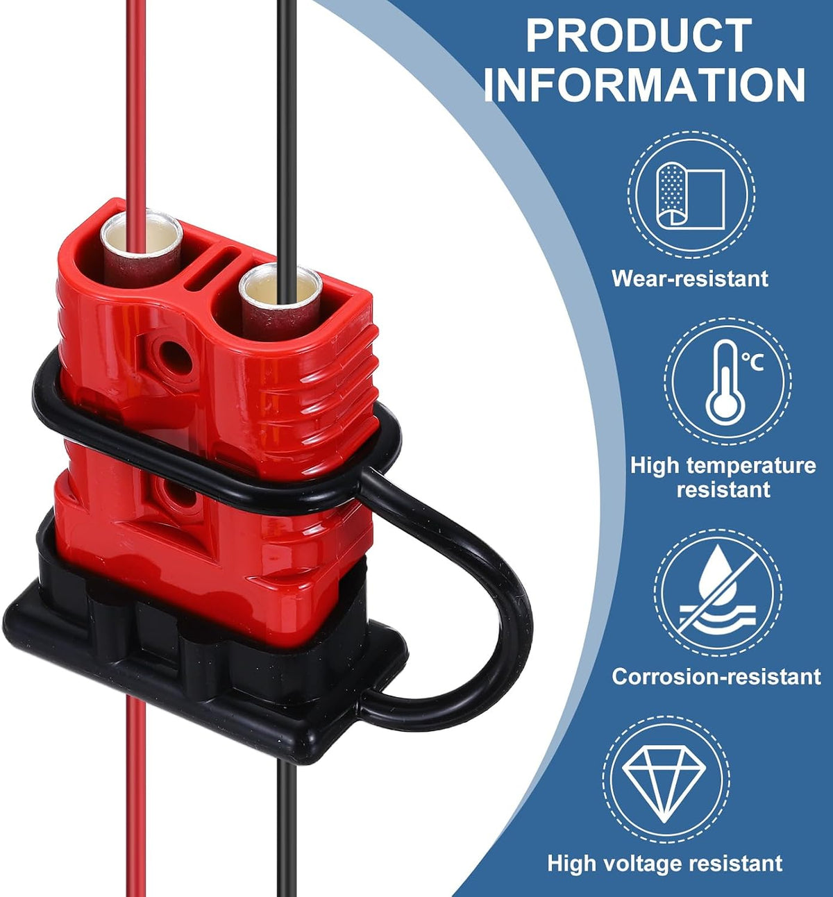 MECCANIXITY Battery Power Connector with Dust Cover,175A 1/0AWG,2AWG,4AWG Wire Harness Plug Connector Battery Quick Connect/Disconnect Jumper Cable Plug for Winch Auto Car,Red,2Set
