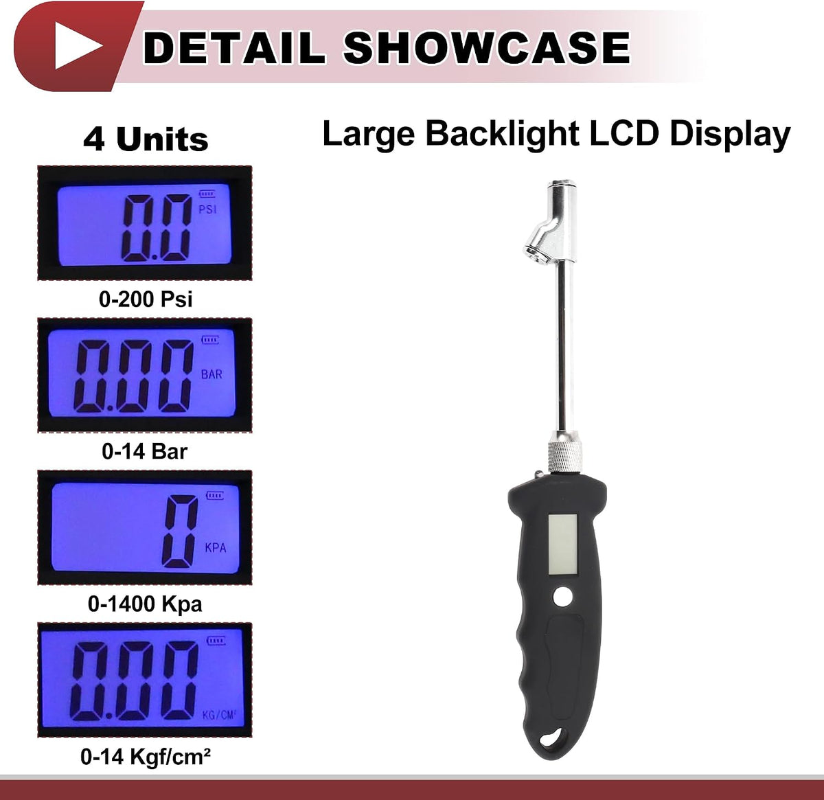 1 Pcs Digital Tire Pressure Gauge without Battery 0-250PSI Digital Air Pressure Meter for Cars