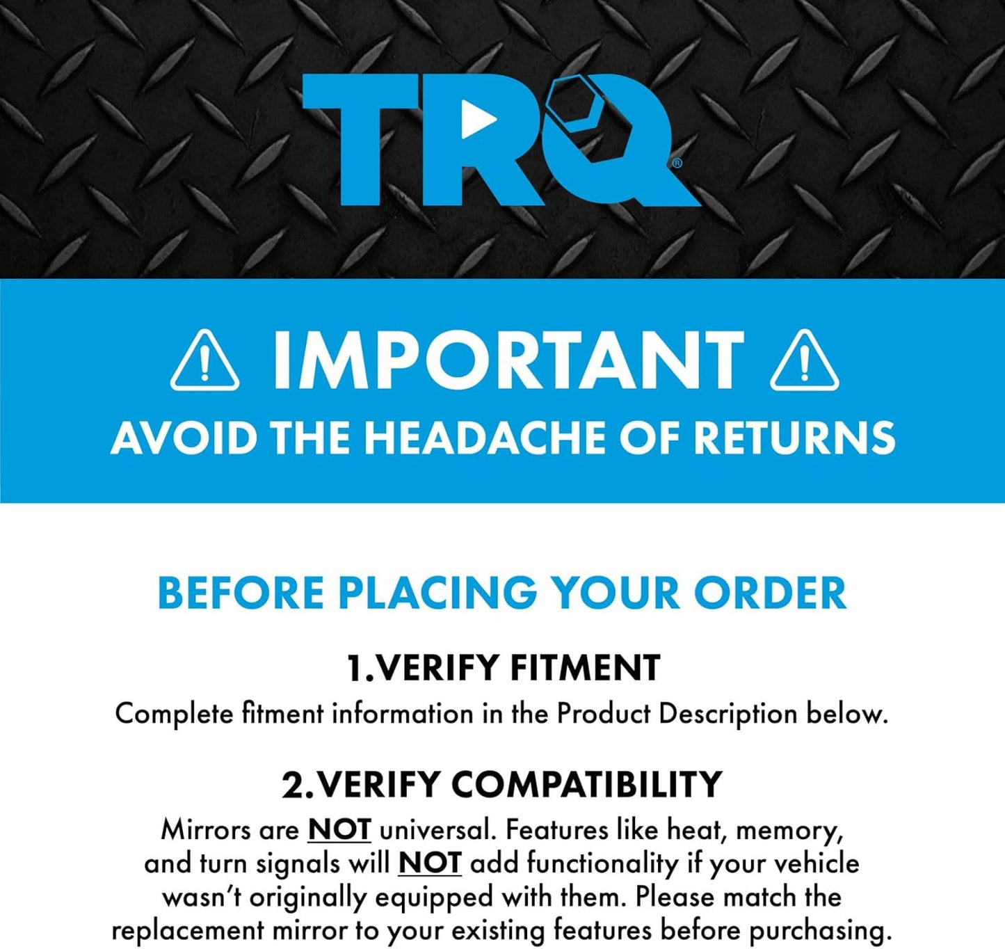 TRQ Driver Side Mirror Assembly Electric Adjustment Heated No Memory Black Compatible with 2000-2004 Subaru Outback SU1320105