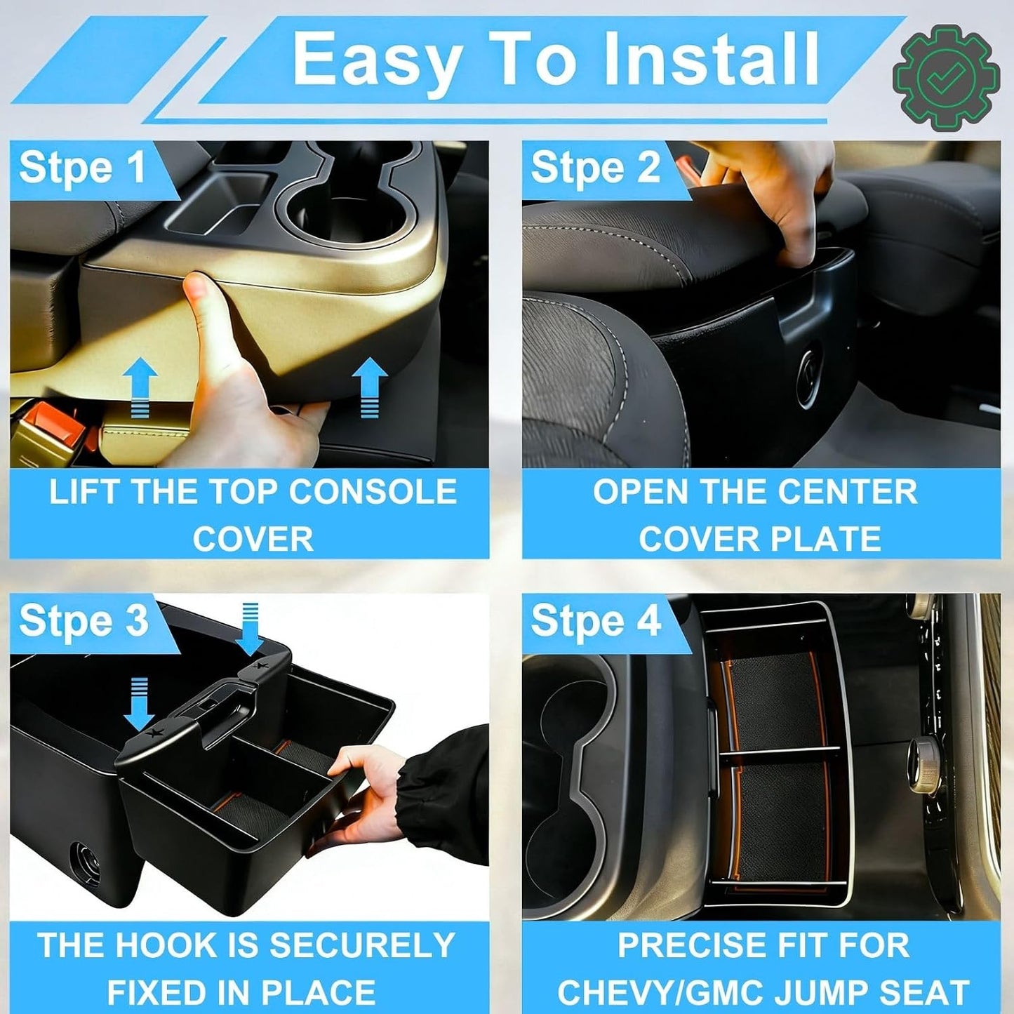 Center Console Organizer for 2019-2026 Chevy Silverado/GMC Sierra 1500 | Jump Seat Hanging Storage Box with Dividers, Expanding Storage Space Upgrade Floor Console for Truck - Interior Accessories