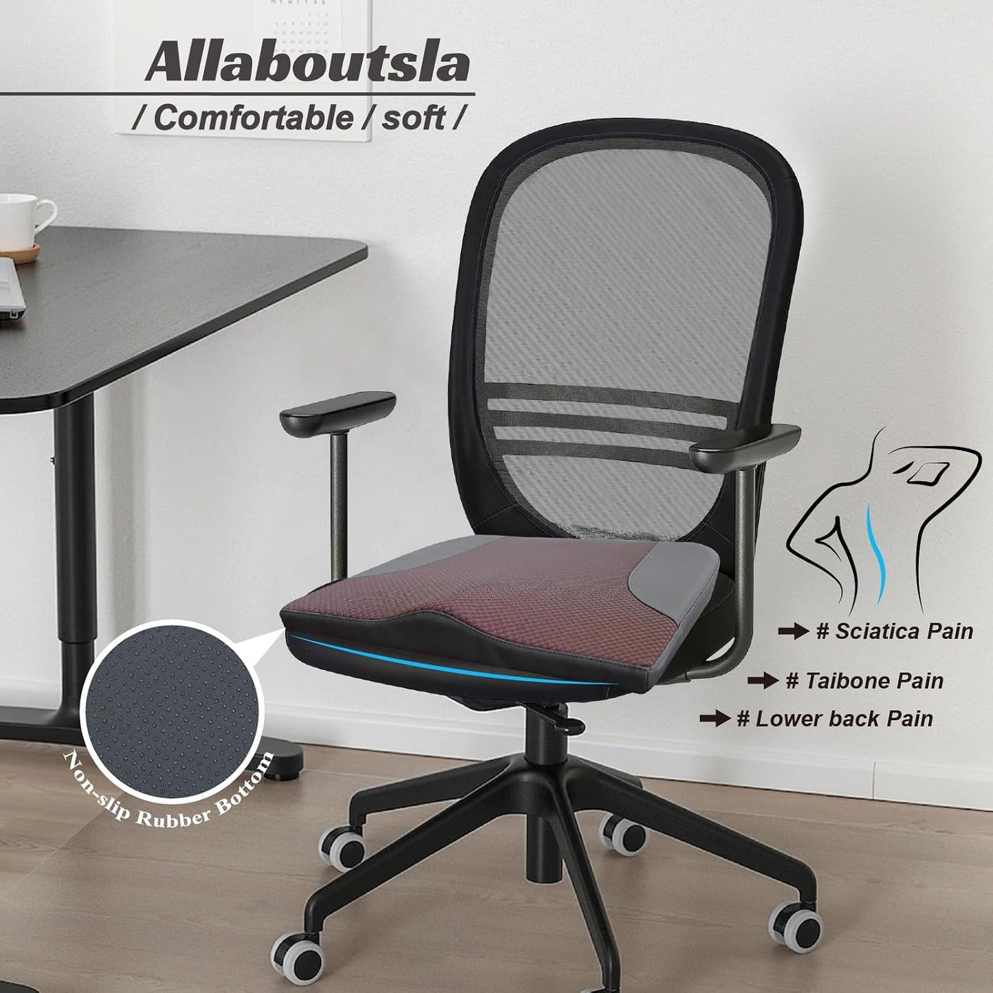 Allaboutsla Car Seat Cushion, Car Seat Cushions for Long Driving | Comfortable Memory Foam Driver Seat Cushion, Automotive Seat Cushions, Butt Pillow for Car,Truck, Office Chair, Brown