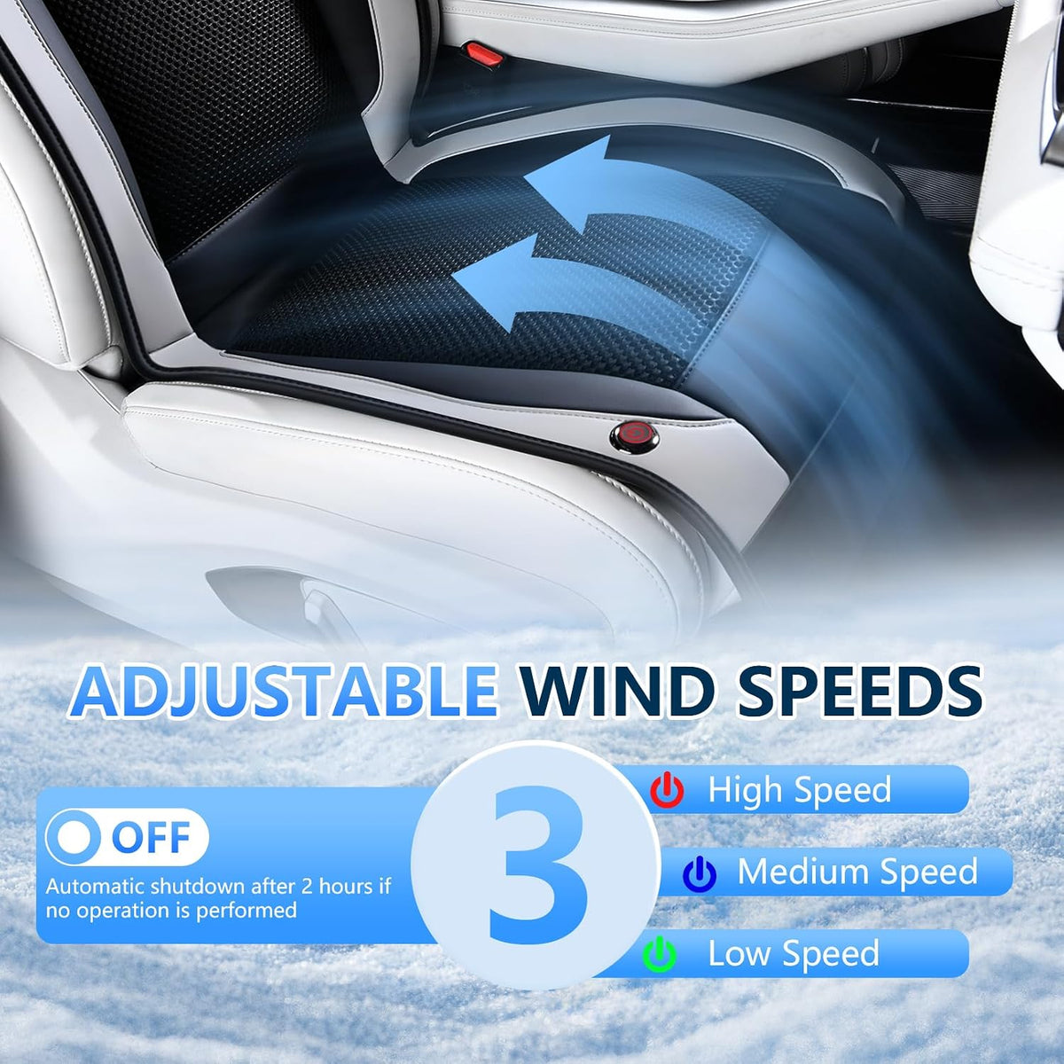 Upgraded Cooling Car Seat Cover Front Seat with Blowing&Suction, 12V-24V Ventilated Car Seat Cushion with 2 Turbo Fans, 3-Speed Adjustable Universal Fit Breathable Car Cushion for Summer Driving-Gray