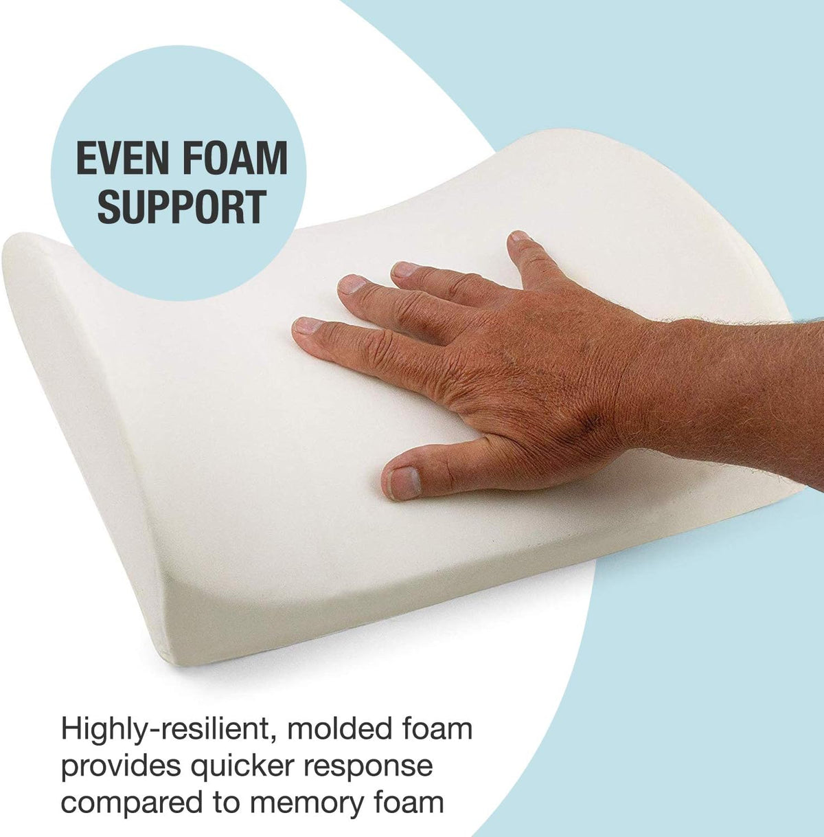 DMI Lumbar Pillow for Chair to Assist with Support with Removable Washable Cover to Ease Lower Back Pain and Discomfort while Improving Posture, 14 x 13 x 5, Contoured Foam, Premium, Black
