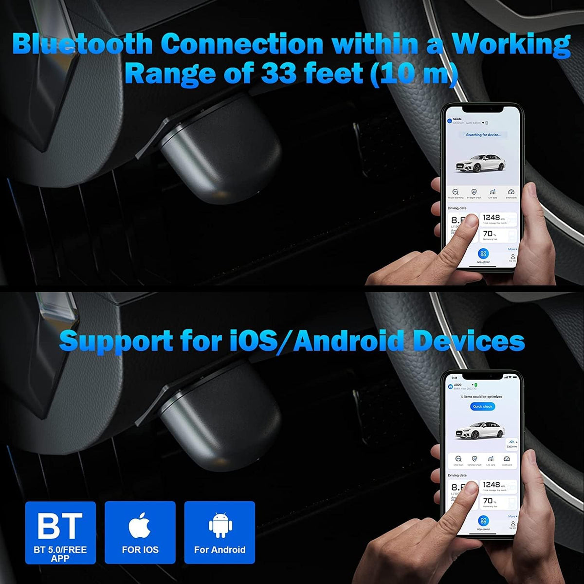 XTOOL Advancer AD20 Bluetooth OBD2 Scanner Diagnostic Tool, Lifetime Update, Check Engine Code Reader for iPhone/Android, Scanner for Car, Mode 6, Live Data, Freeze Frame, Performance/Voltage Test