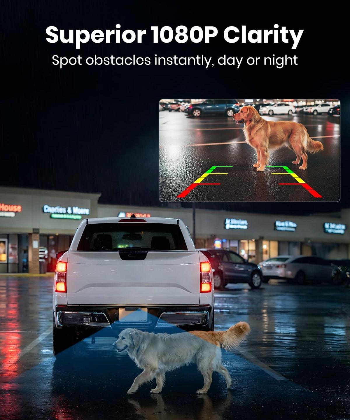 AUTO-VOX 2 Solar Wireless Backup Camera,16:9 1080P HD 6" Monitor