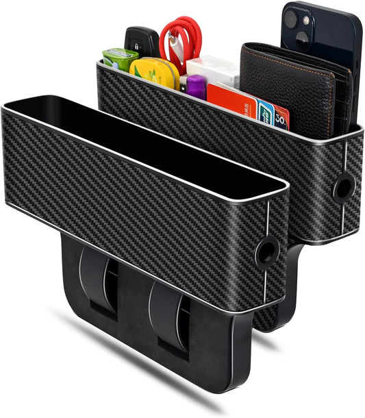 jiaji Car Seat Gap Filler, Multifunctional Car Seat Gap Filler Organizer, 2 Pack Car Seat Organizer for Storing Phones, Keys, Cards, Data Cables, Universal Fit Car SUV Truck